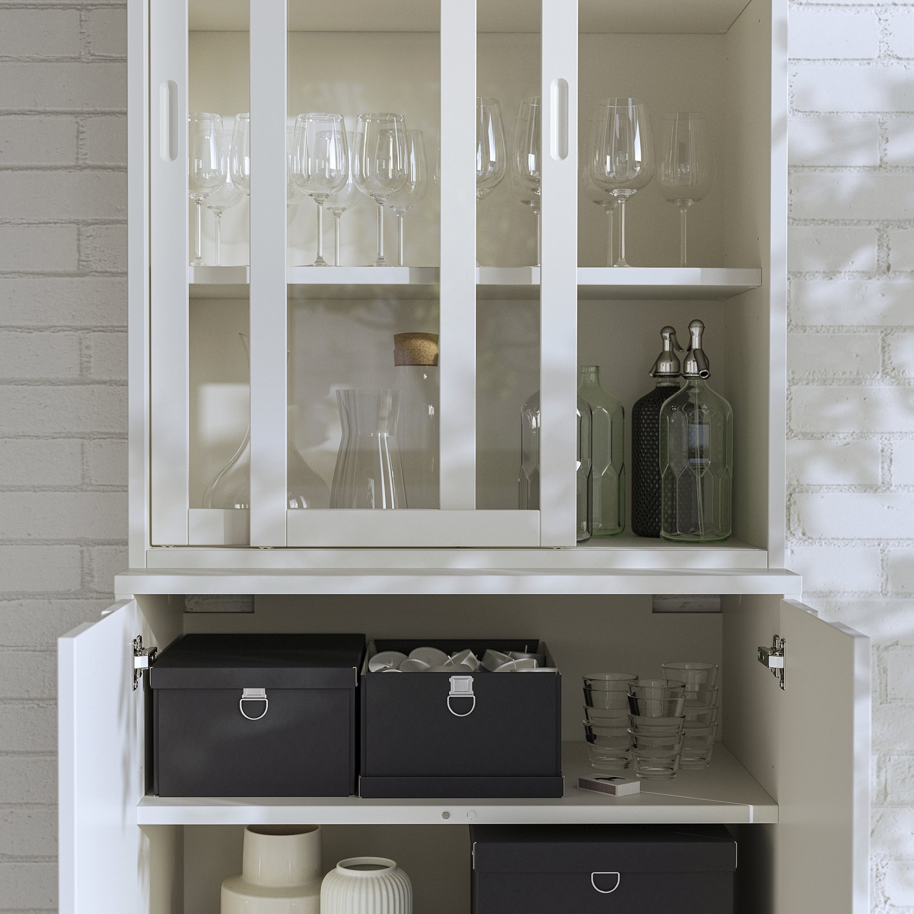 TONSTAD, storage combination with sliding glass doors, 81x47x201 cm, 795.717.56