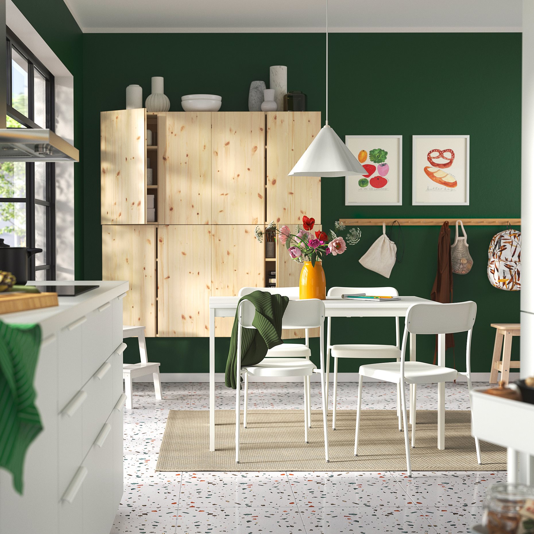 VIHALS, table and 4 chairs, 120/180x74 cm, 795.899.59