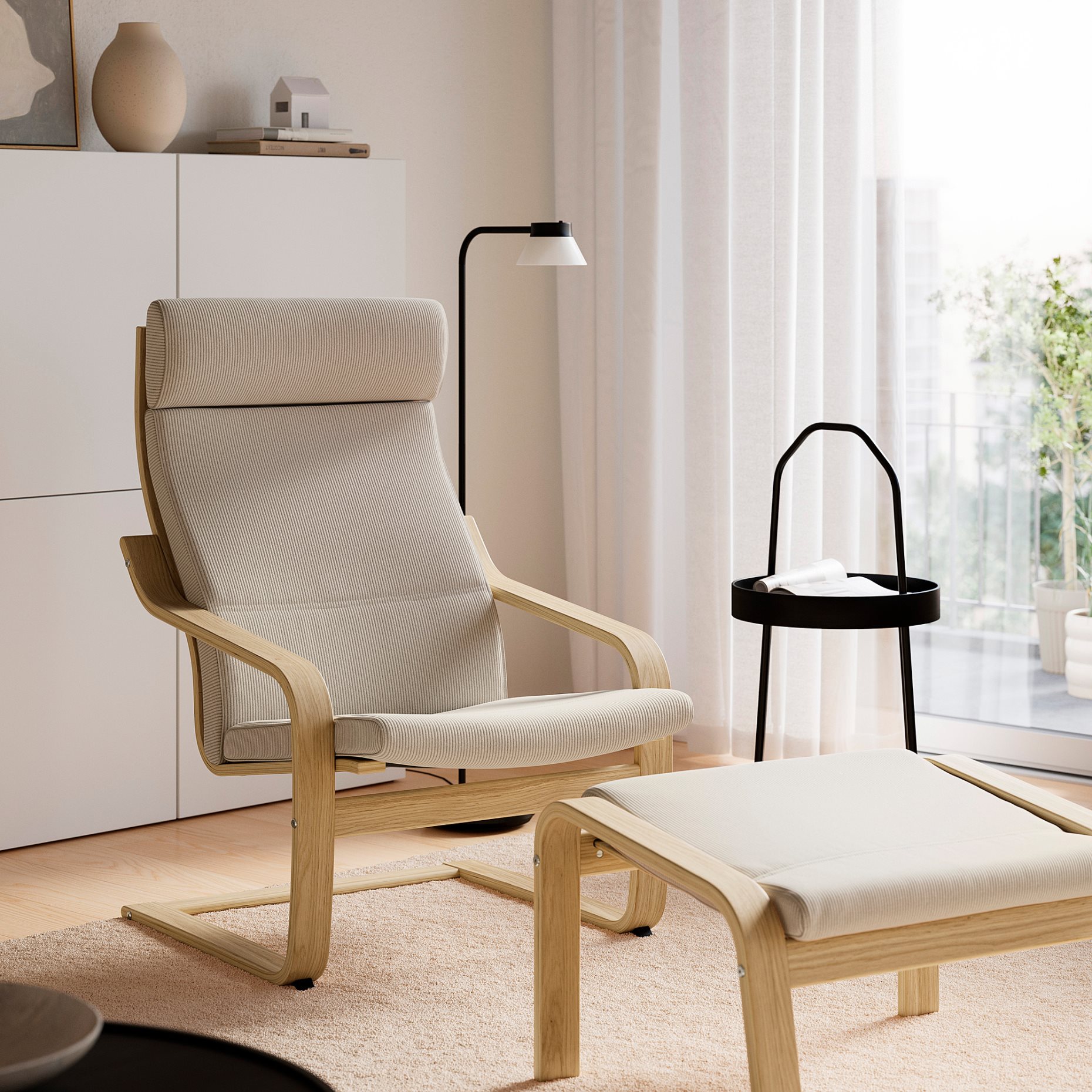 POÄNG, armchair and footstool, 796.256.98