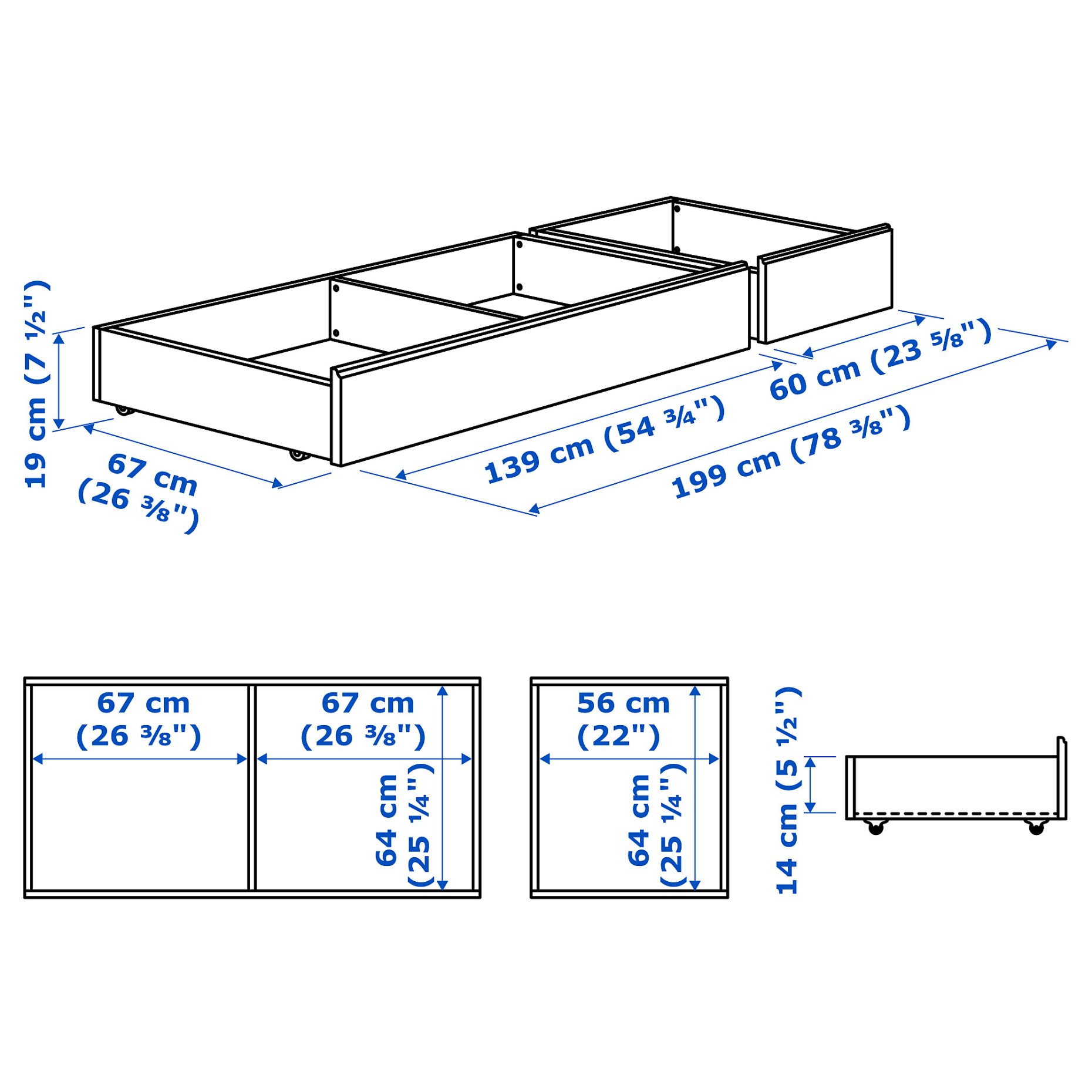 SONGESAND, bed storage box, set of 2, 803.725.34