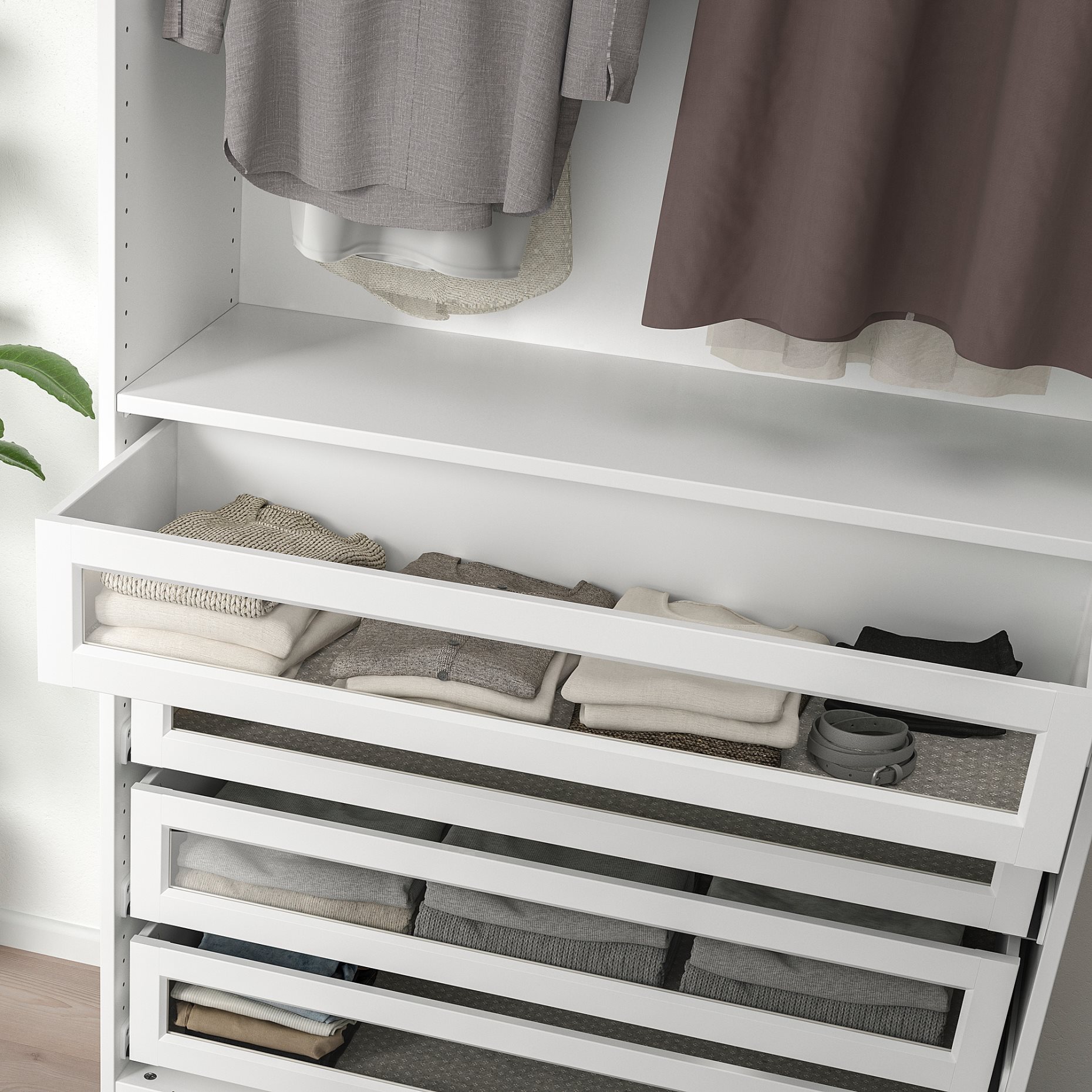 KOMPLEMENT, drawer with framed glass front, 100x35 cm, 804.470.11