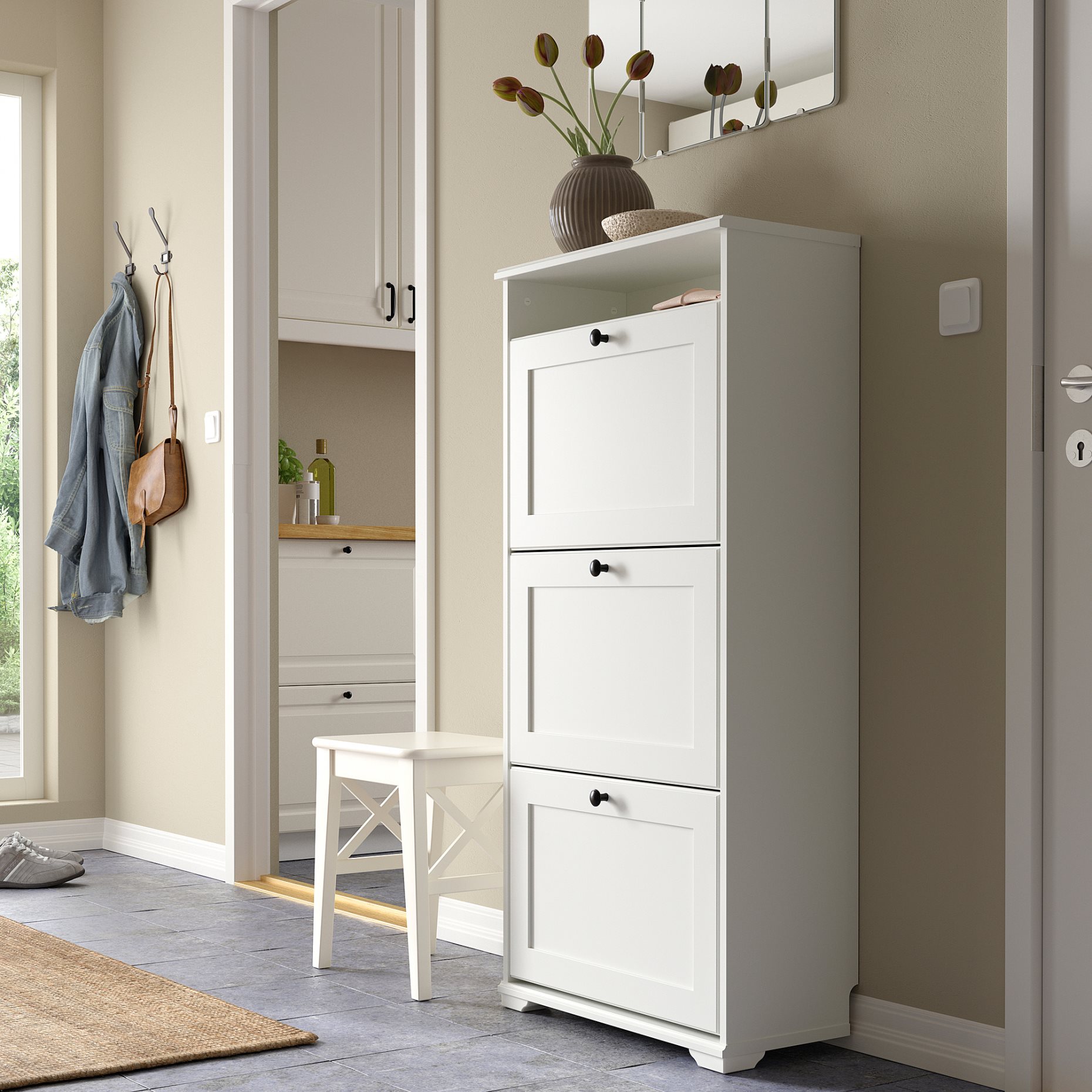BRUSALI, shoe cabinet with 3 compartments, 61x130 cm, 804.803.93