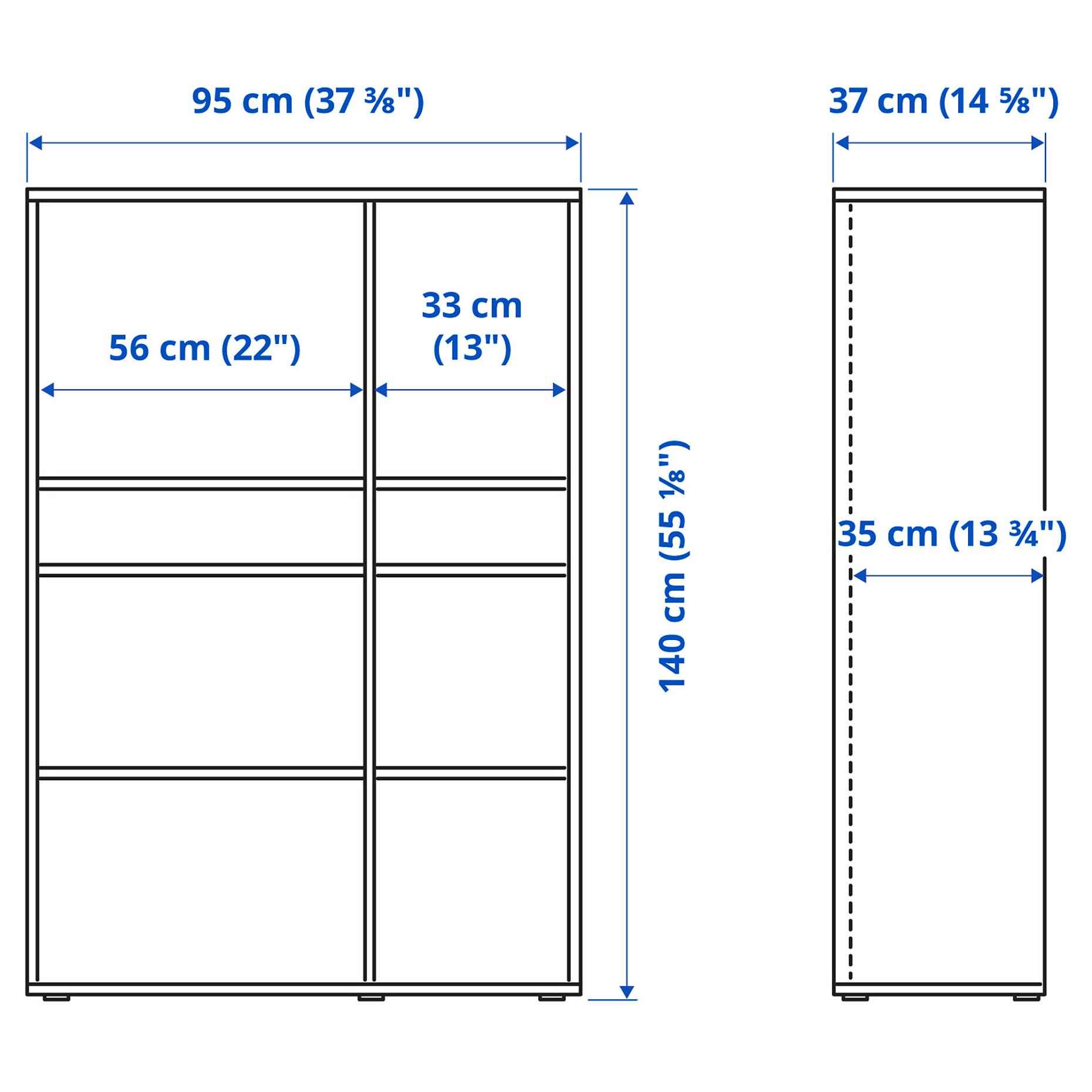 VIHALS, shelving unit with 6 shelves, 95x37x140 cm, 804.832.83