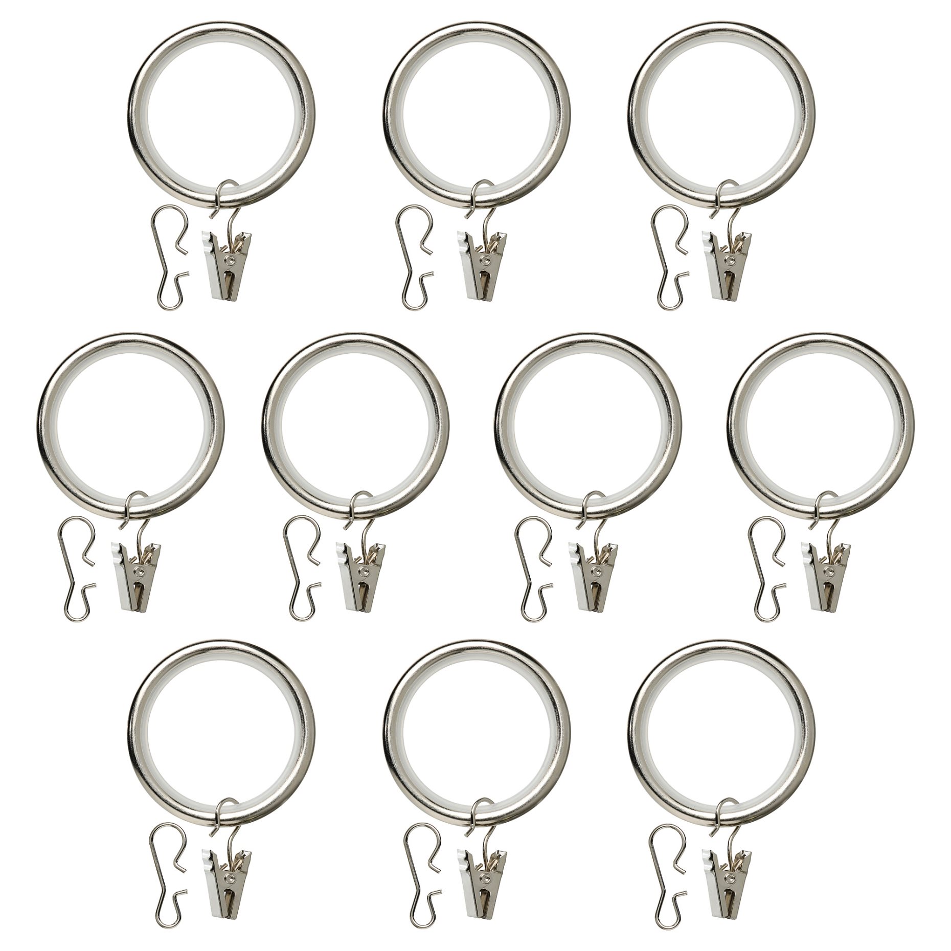 SYRLIG, curtain ring with clip and hook 10 pack, 38 mm, 804.897.89