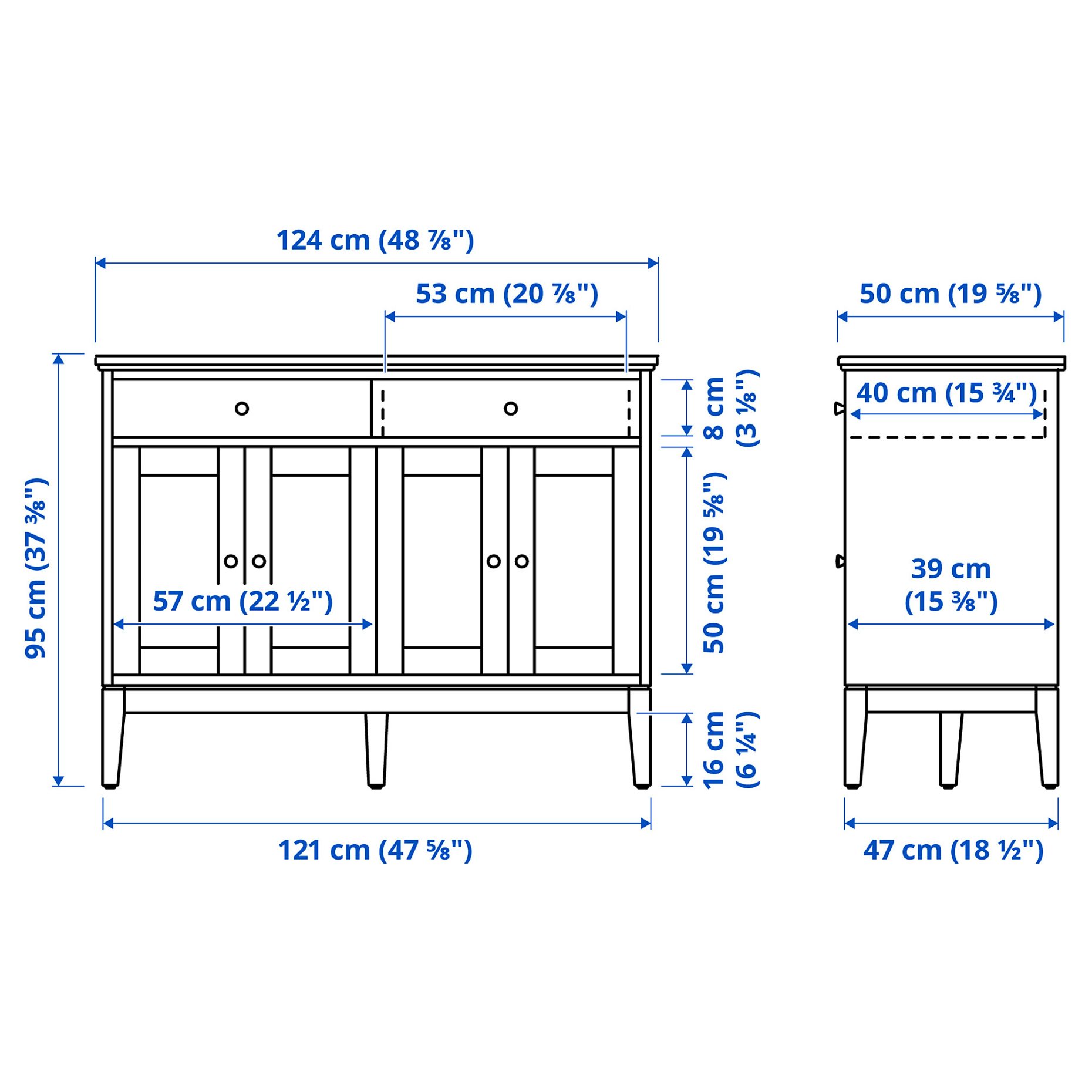 IDANÄS, sideboard, 124x50x95 cm, 804.960.25