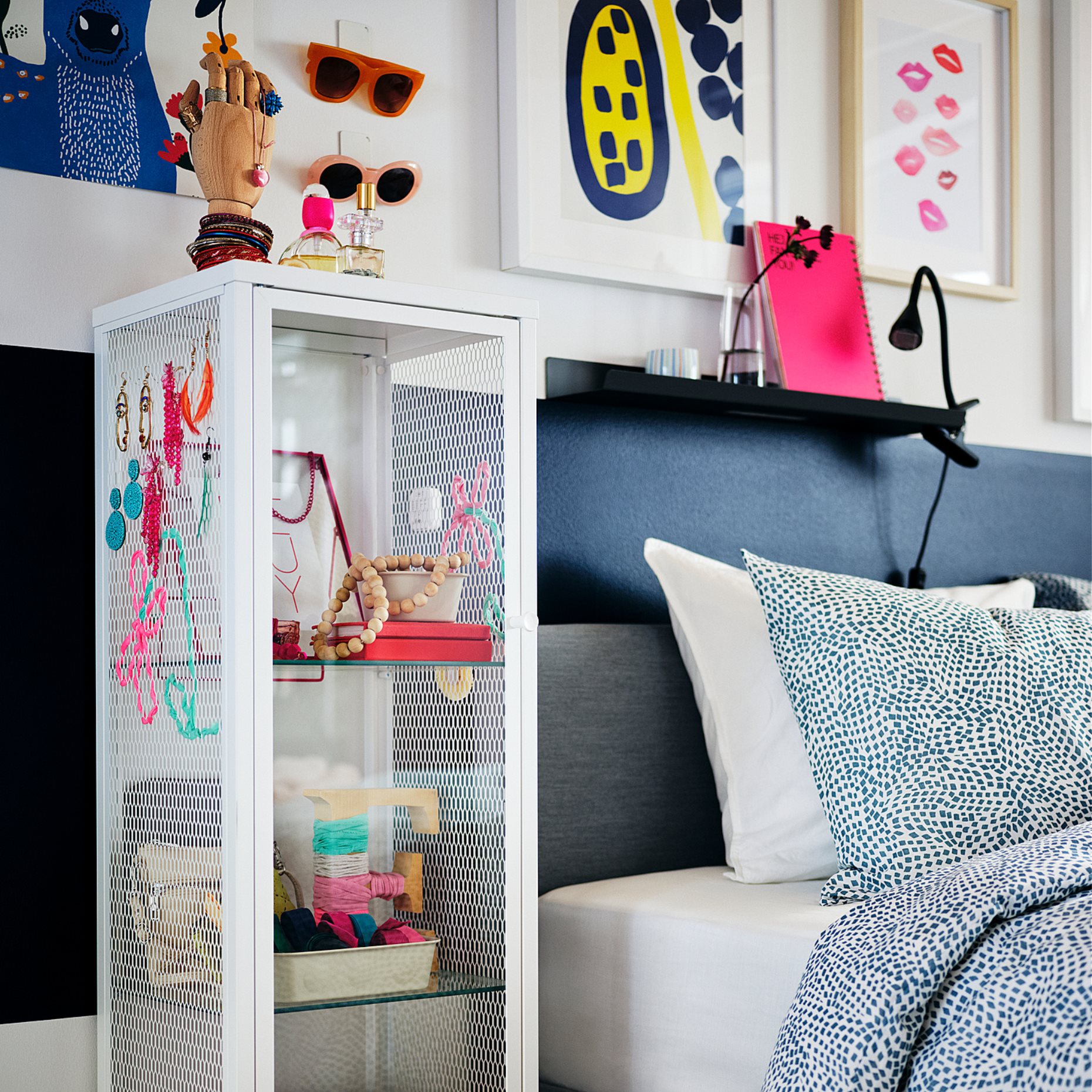 BAGGEBO, cabinet with glass doors, 34x30x116 cm, 805.029.98