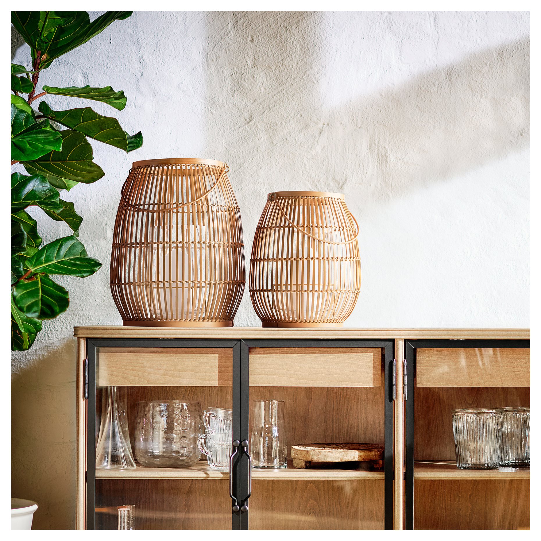 HÖVISK, lantern for block candle/handmade, 29 cm, 805.165.23