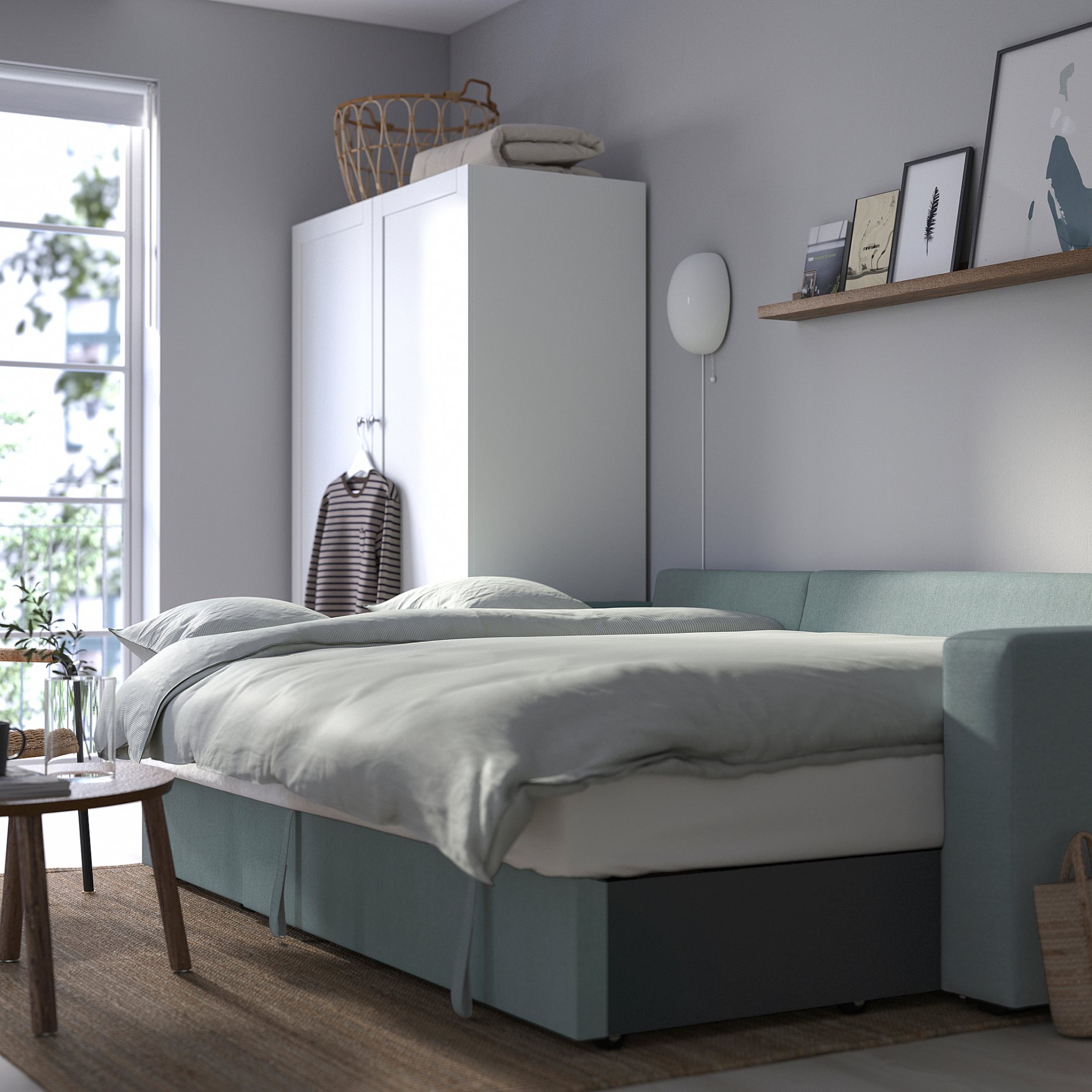 BARSLOV, 3-seat sofa-bed with chaise longue, 805.308.16