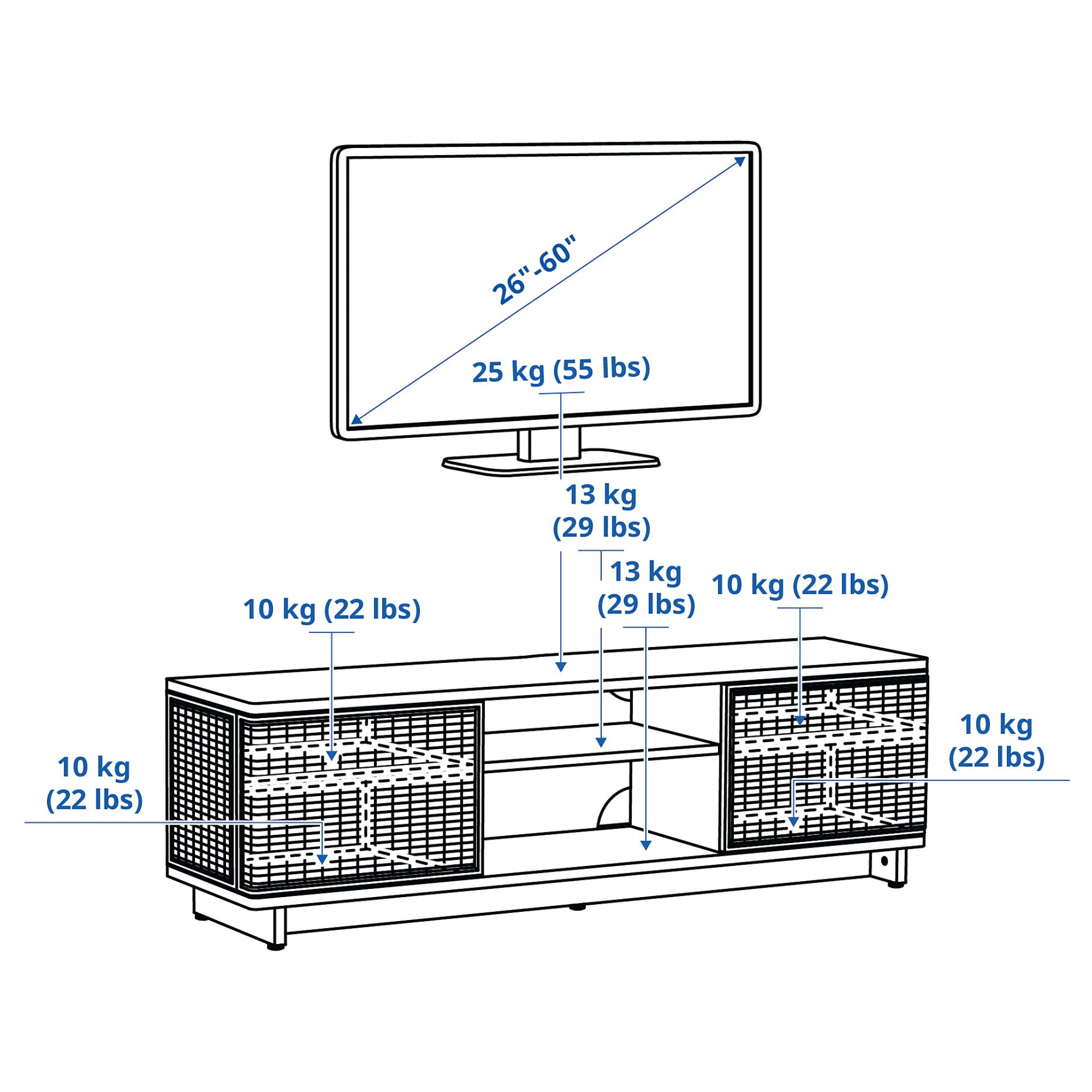 FRYKSAS, TV bench, 157x41x49 cm, 805.740.99