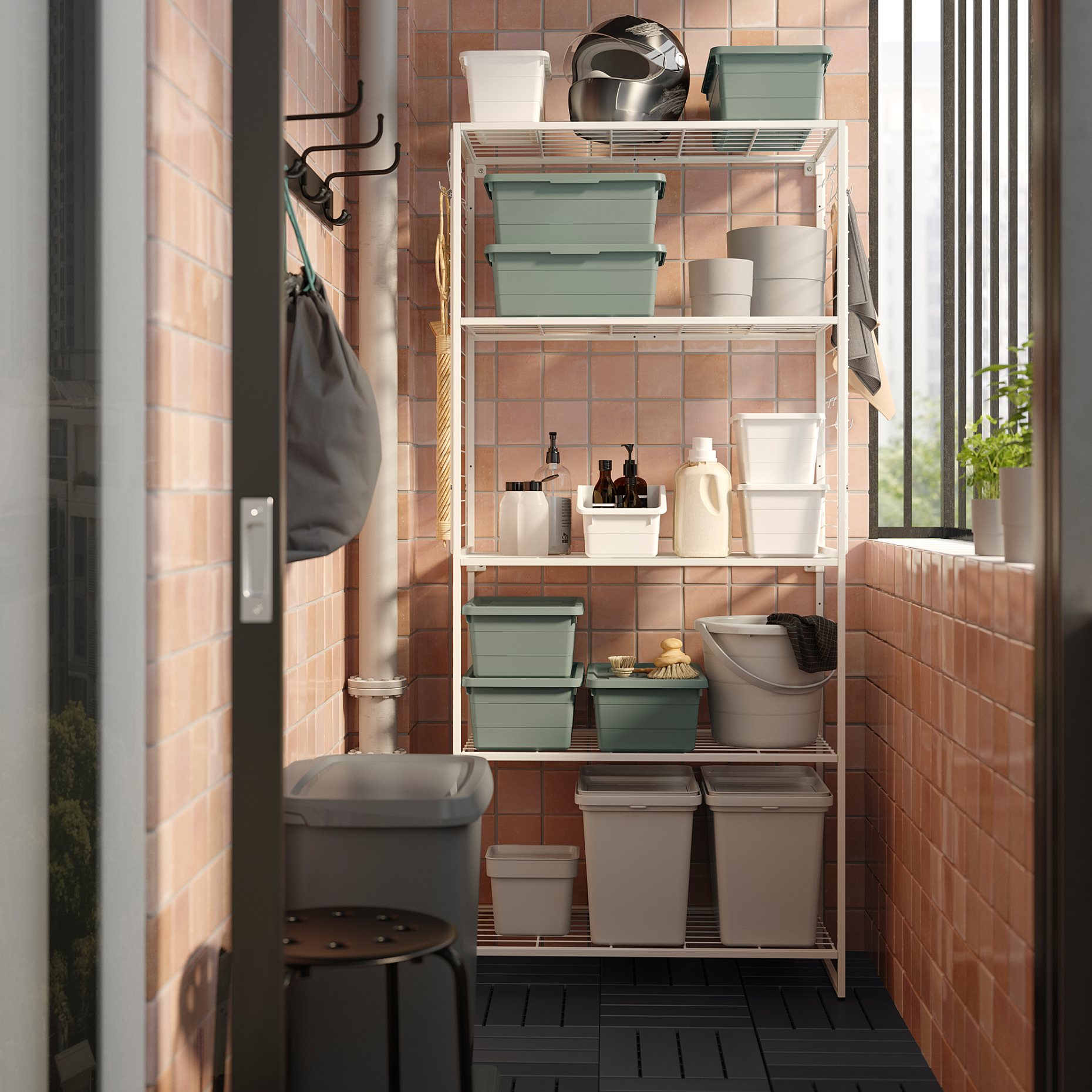 JOSTEIN, ραφιέρα με πλέγμα/εσωτερικού/εξωτερικού χώρου/σύρμα, 82x40x180 cm, 894.372.58