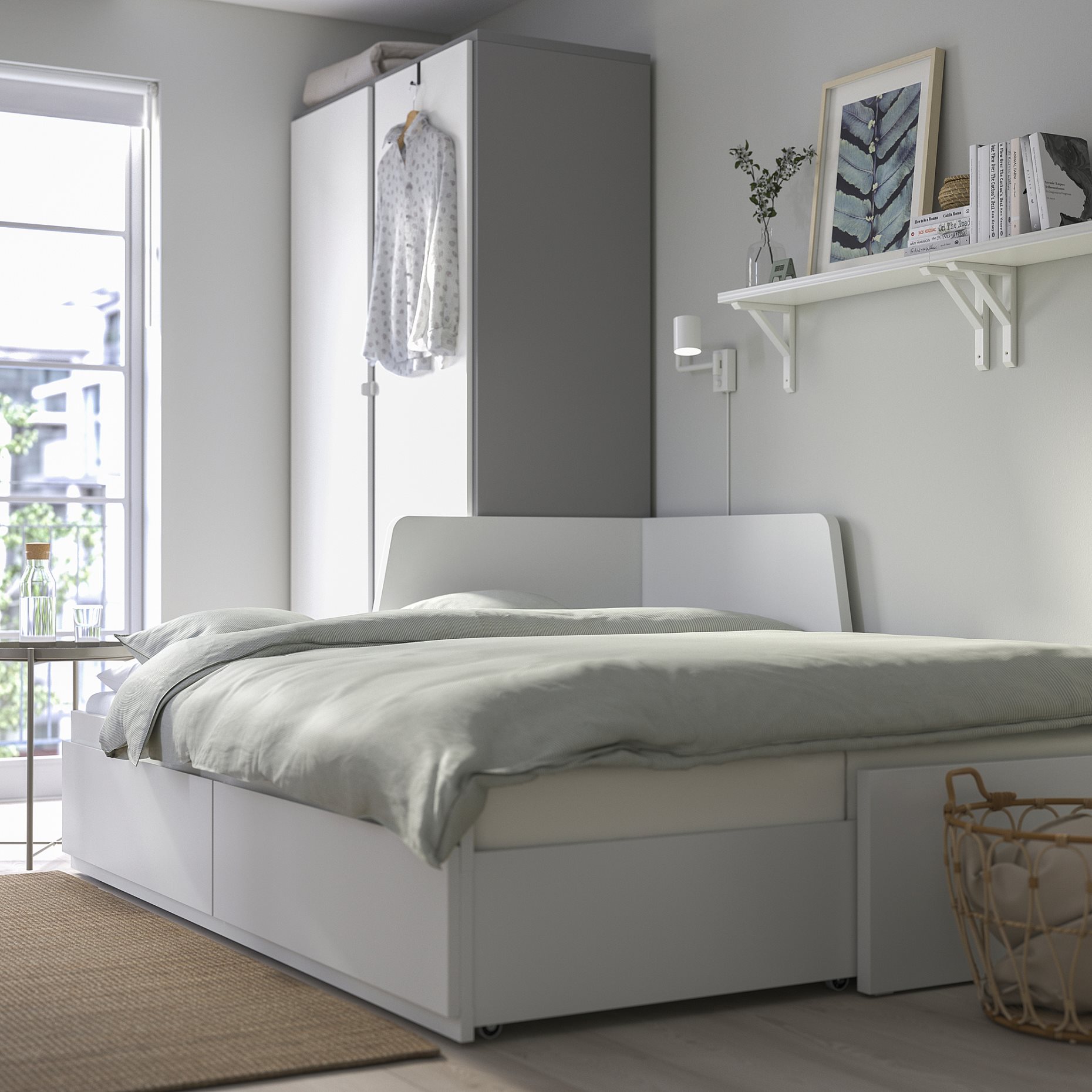 FLEKKE, κρεβάτι επισκέπτη day bed 2 συρτάρια/2 στρώματα, 80x200 cm, 894.959.36