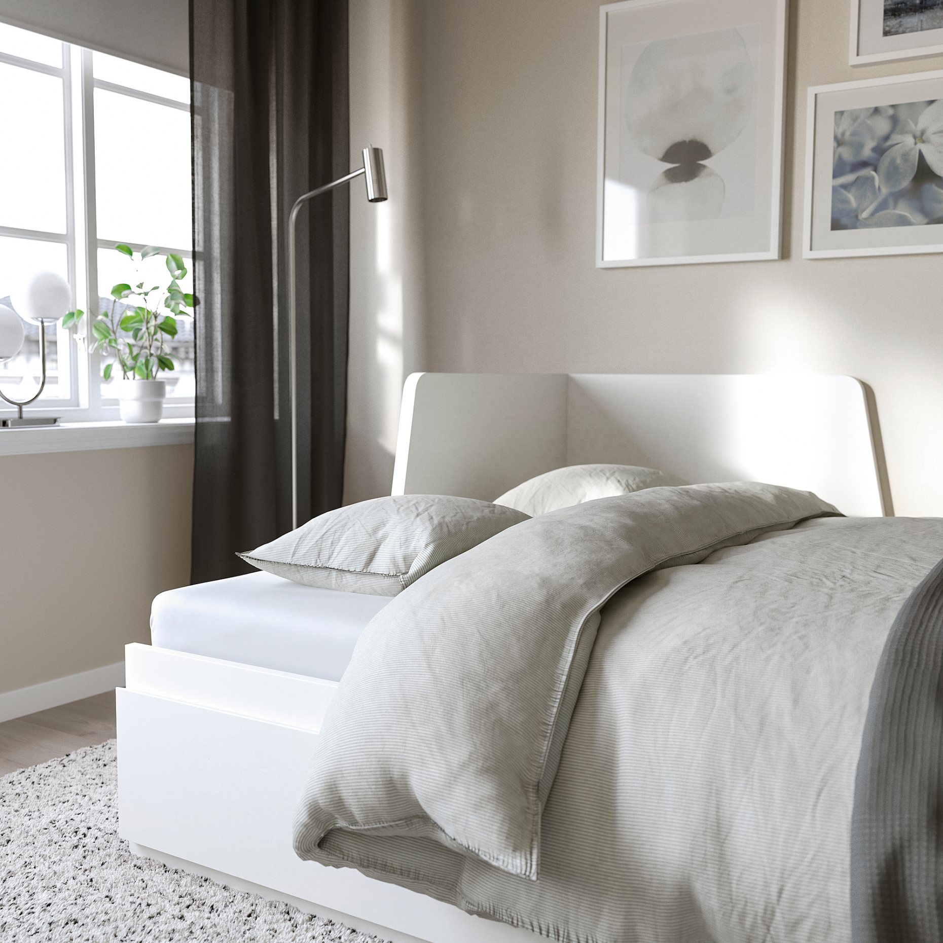 FLEKKE, κρεβάτι επισκέπτη day bed 2 συρτάρια/2 στρώματα, 80x200 cm, 894.959.36