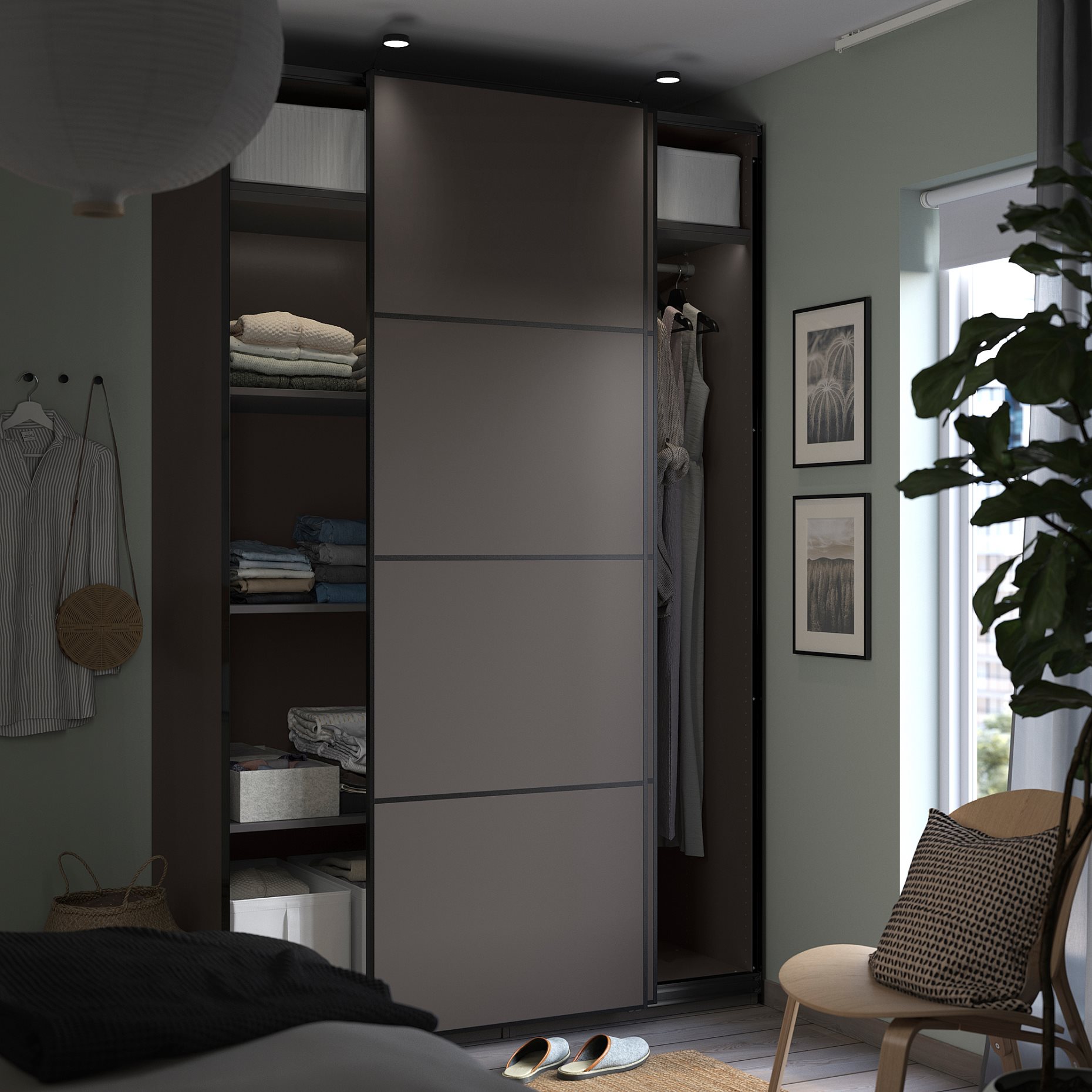 PAX/MEHAMN, ντουλάπα με συρόμενες πόρτες, 150x66x236 cm, 895.003.01
