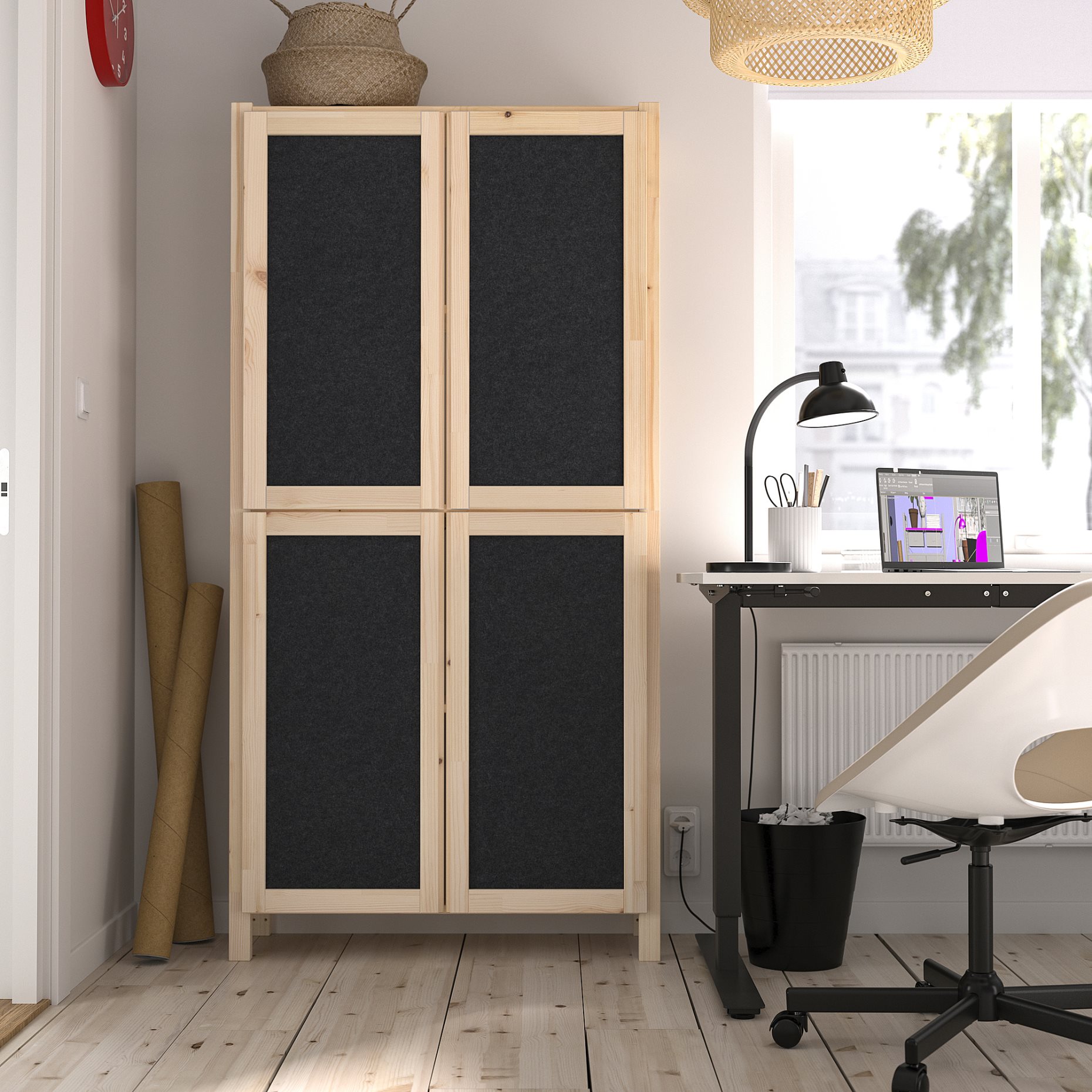 IVAR, shelving unit with doors, 89x30x179 cm, 895.078.59
