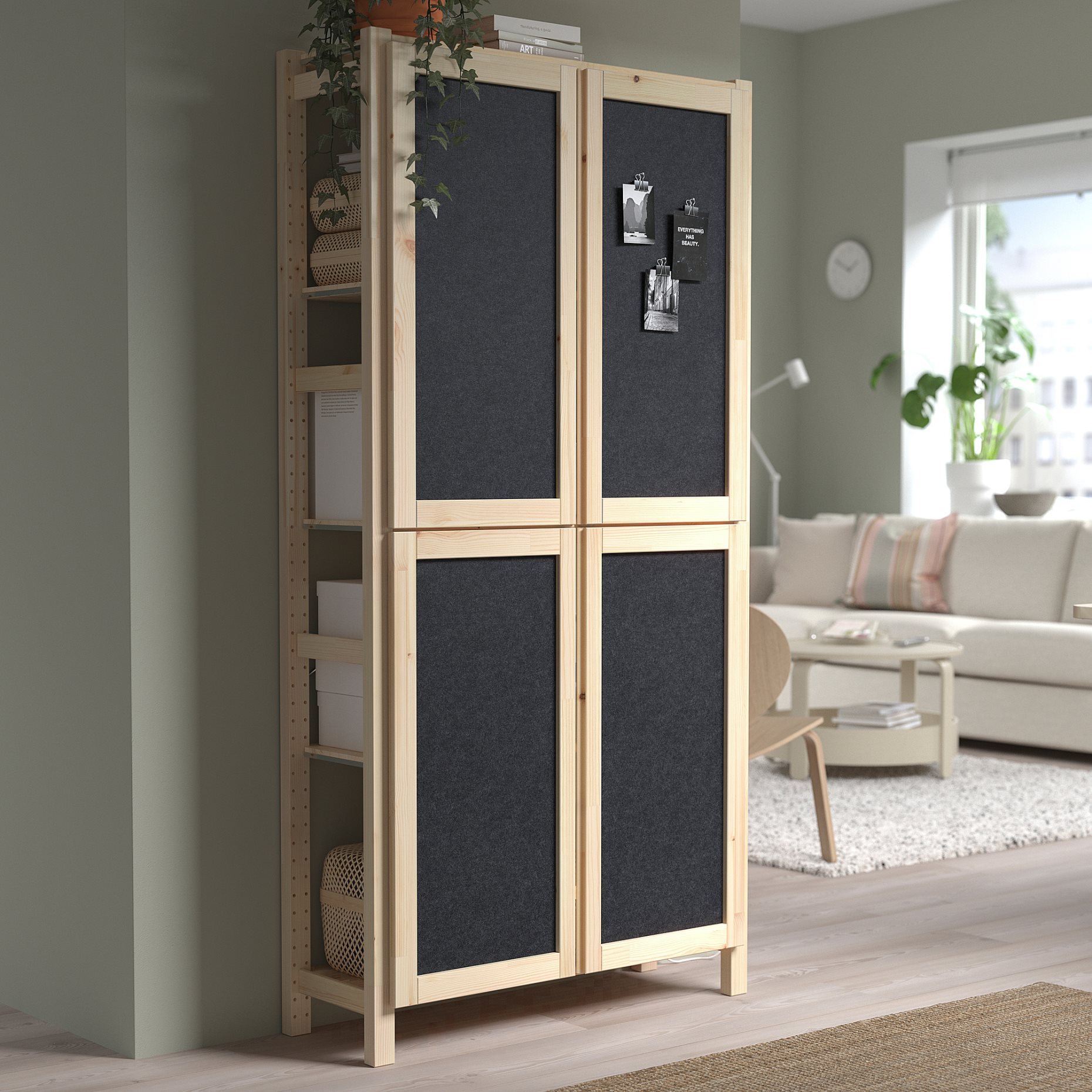IVAR, shelving unit with doors, 89x30x179 cm, 895.078.59