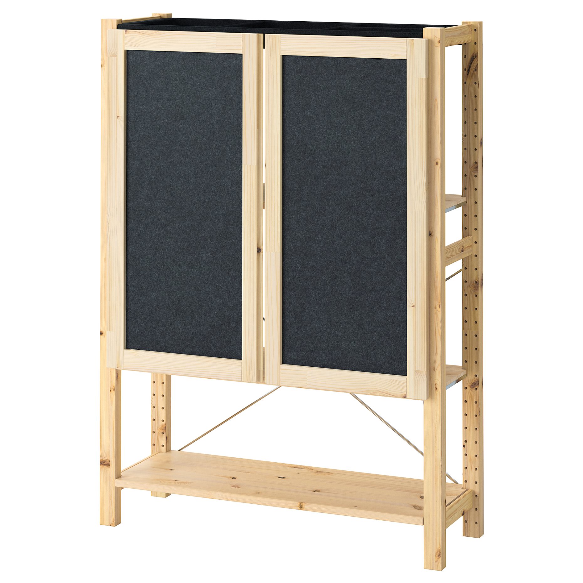 IVAR, shelving unit with doors, 89x30x124 cm, 895.078.83