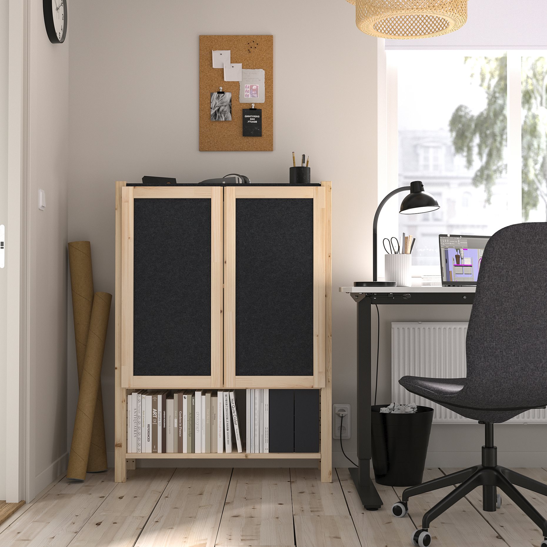 IVAR, shelving unit with doors, 89x30x124 cm, 895.078.83