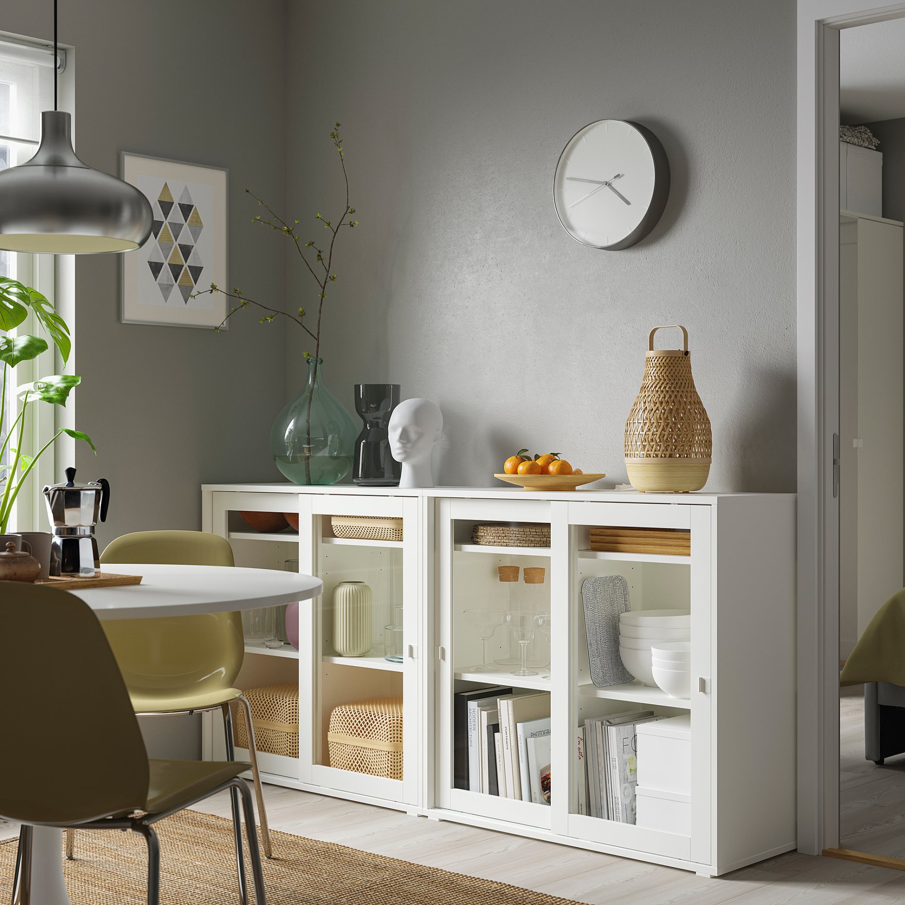 VIHALS, σύνθεση αποθήκευσης με γυάλινες πόρτες, 190x37x90 cm, 895.212.09