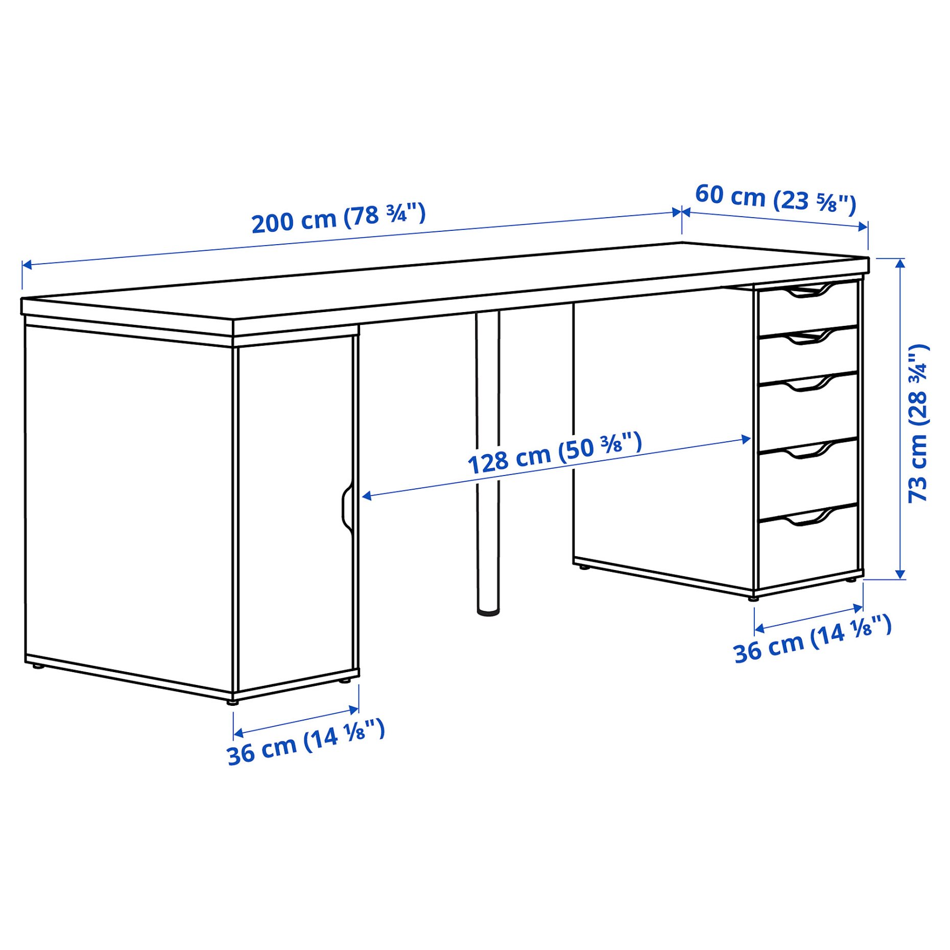 LAGKAPTEN/ALEX, desk, 200x60 cm, 895.216.95