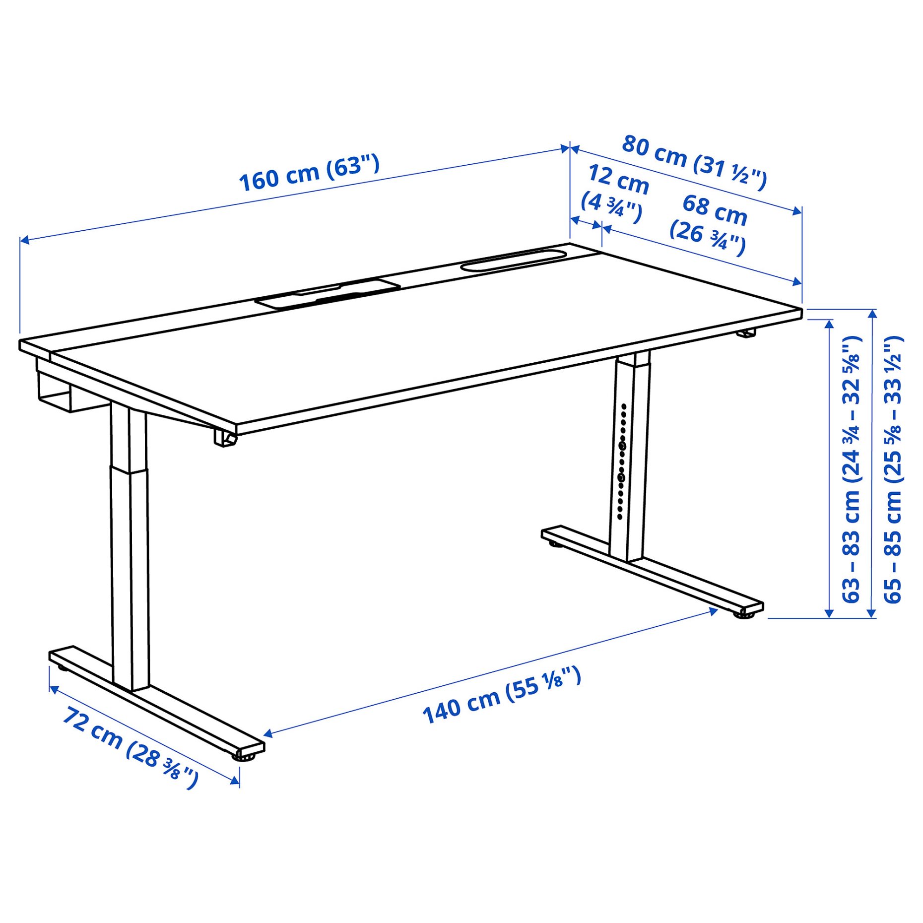 MITTZON, desk, 160x80 cm, 895.291.06