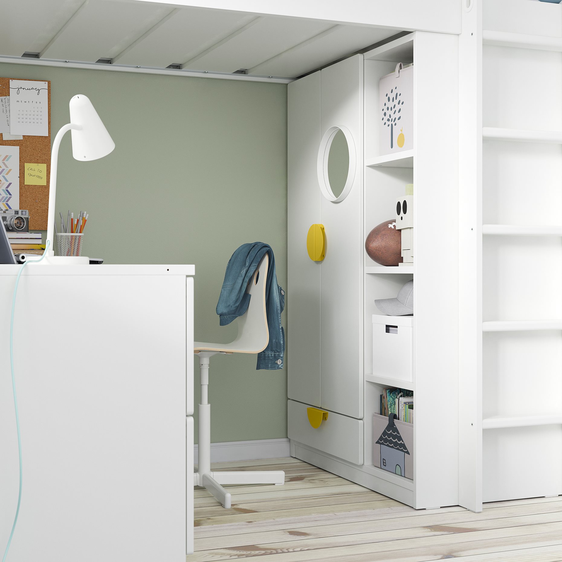 SMÅSTAD, loft bed with desk with 3 drawers, 90x200 cm, 895.420.23