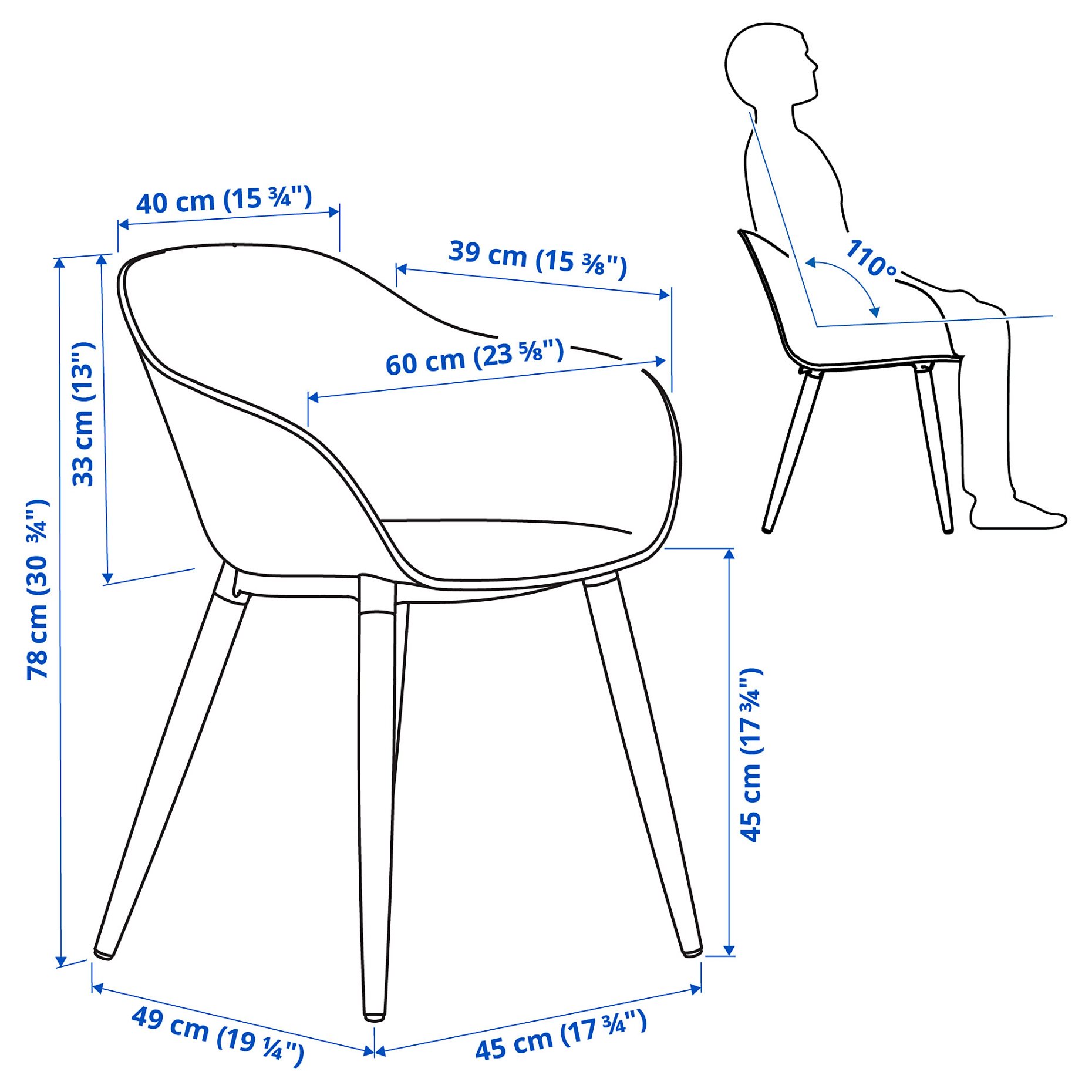 SKANSNAS/GRONS, table and 4 chairs with armrests, 150/205 cm, 895.616.53
