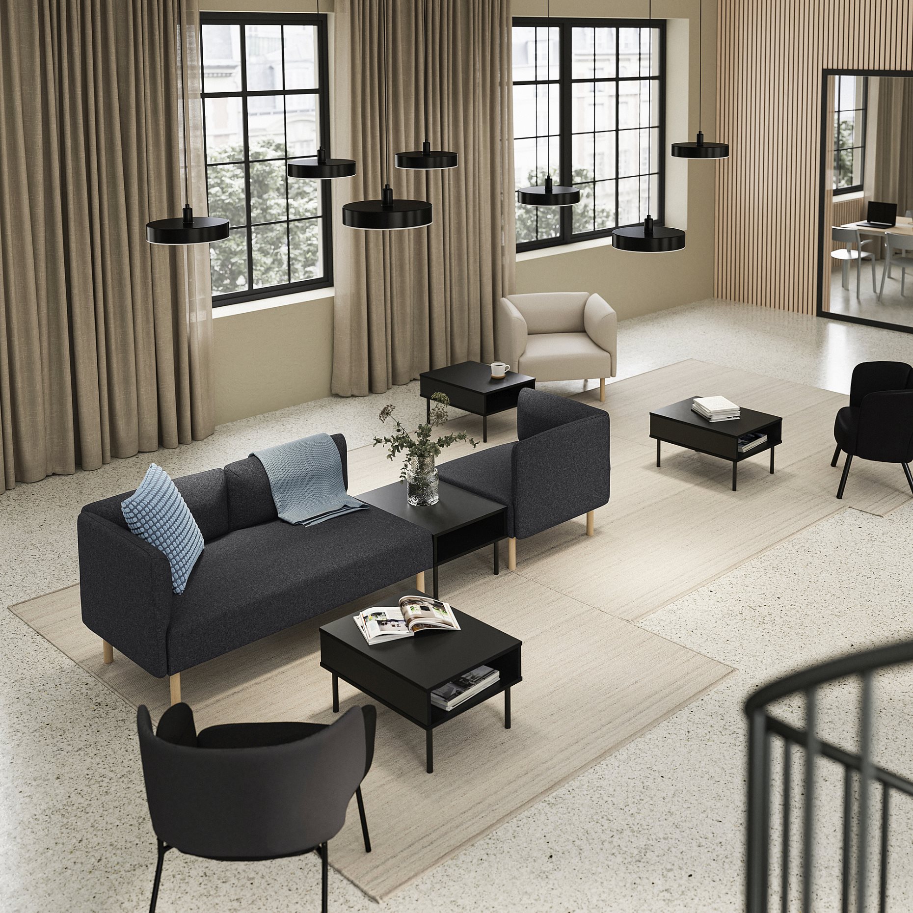 LILLEHEM, 3-seat modular sofa with side table, 895.697.48