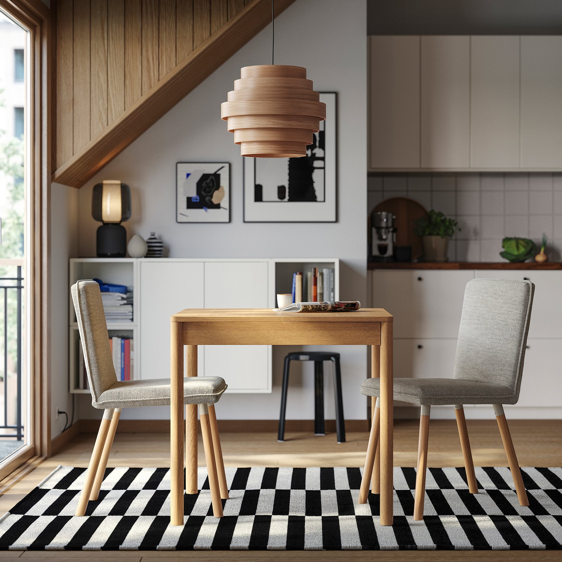 TONSTAD/TONSTAD, table and 2 chairs, 80/120x70 cm, 895.966.62