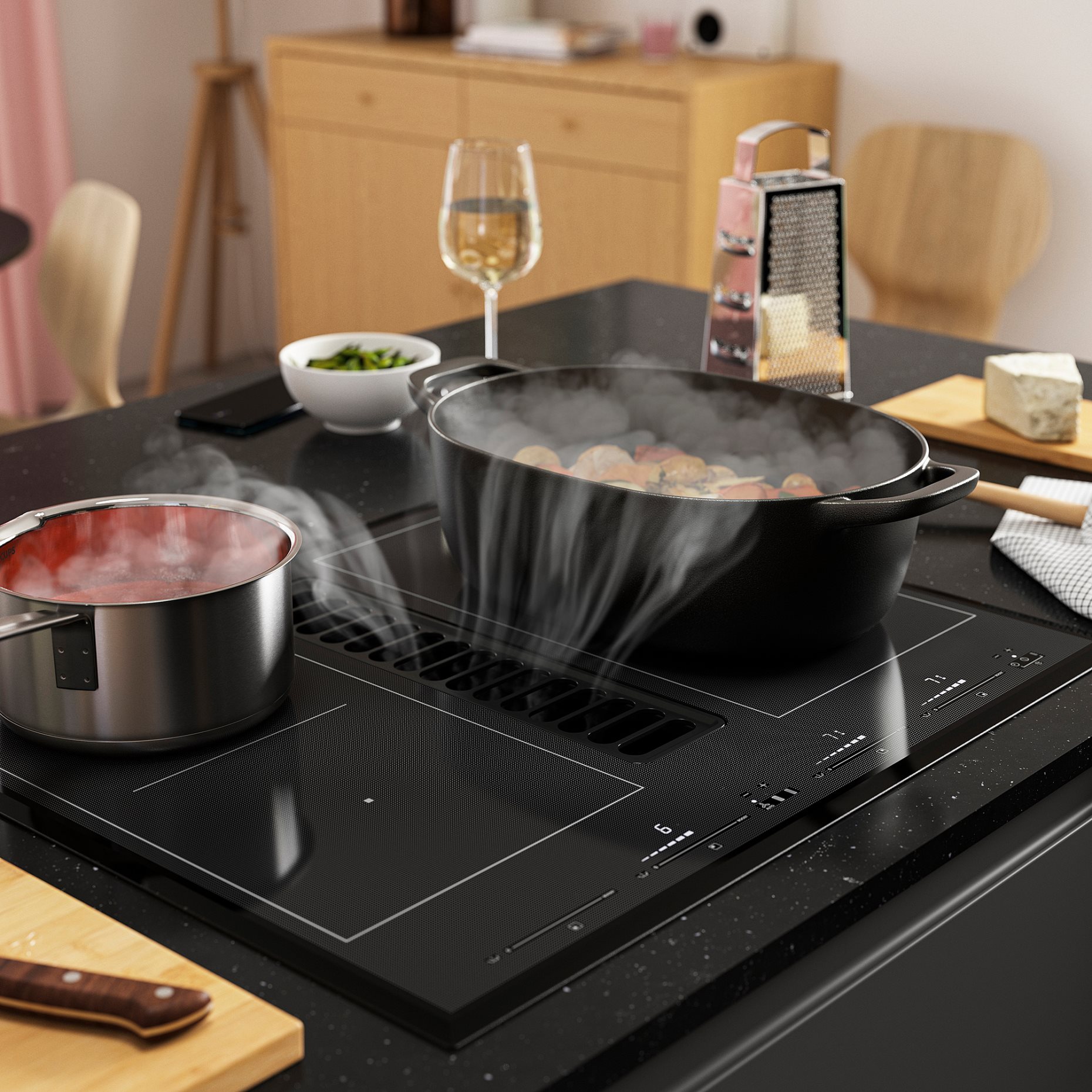 TÄCKNAN, induction hob/integrated extractor/IKEA 500, 60 cm, 905.986.36