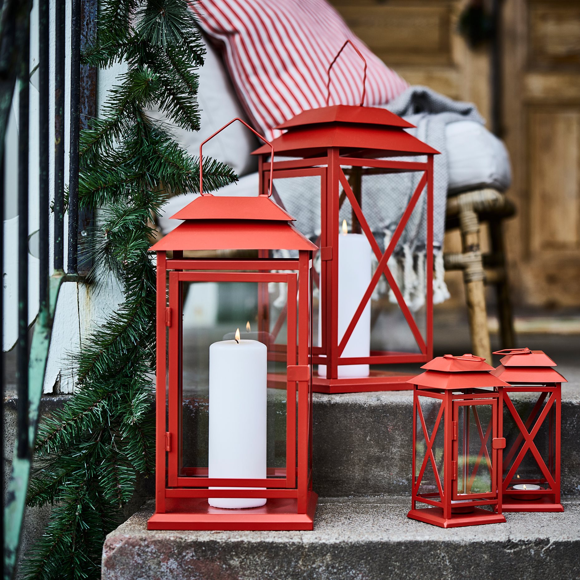 VINTERFINT, lantern for pillar candle in/out, 22 cm, 906.048.21