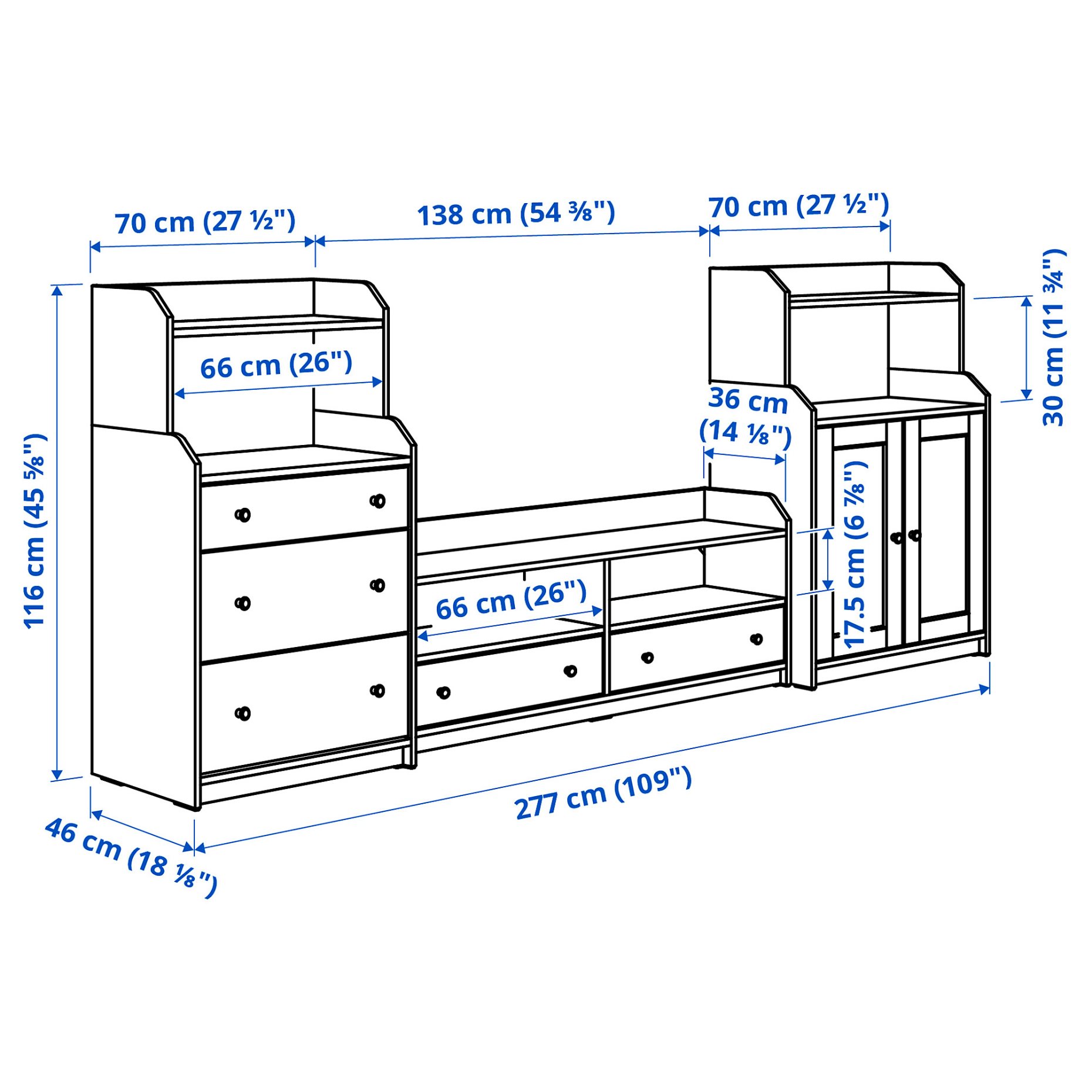 HAUGA, TV/storage combination, 993.884.36