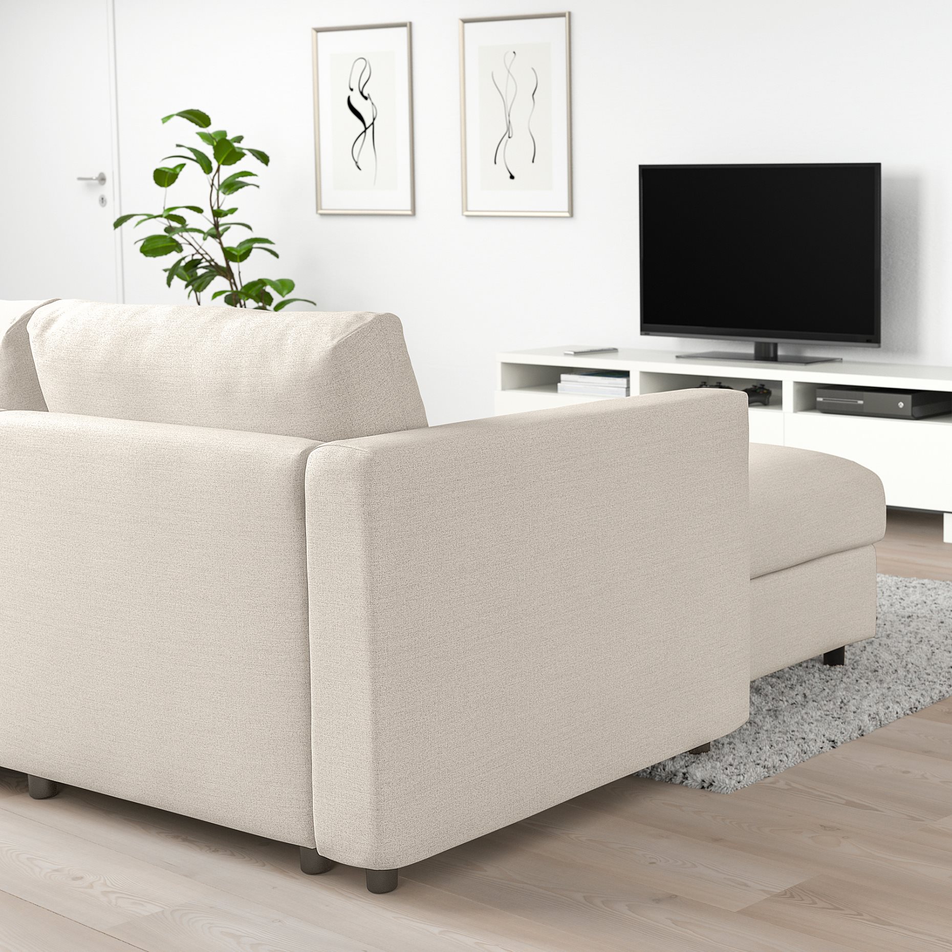 VIMLE, 3-seat sofa with chaise longue, 993.991.09