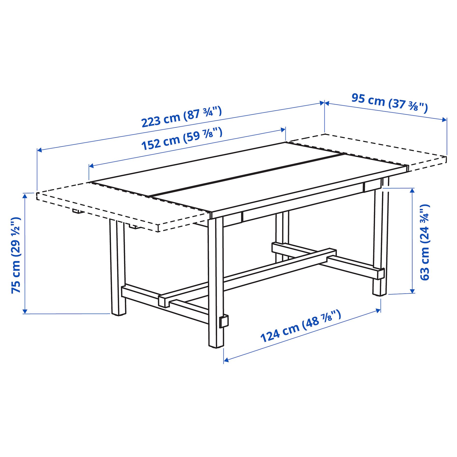 NORDVIKEN/NORDV, τραπέζι και 6 καρέκλες, 152/223x95 cm, 993.998.78
