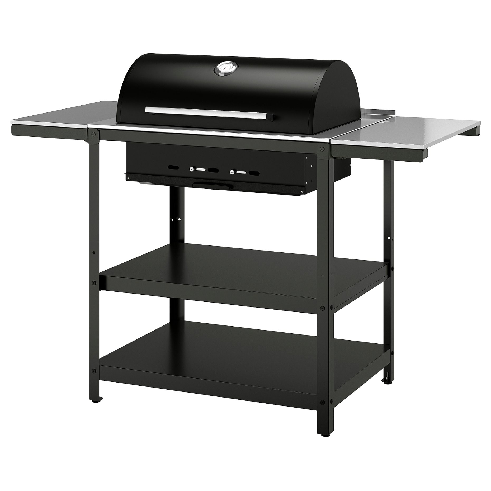 GRILLSKÄR, charcoal barbecue with 2 side tables, 994.952.24