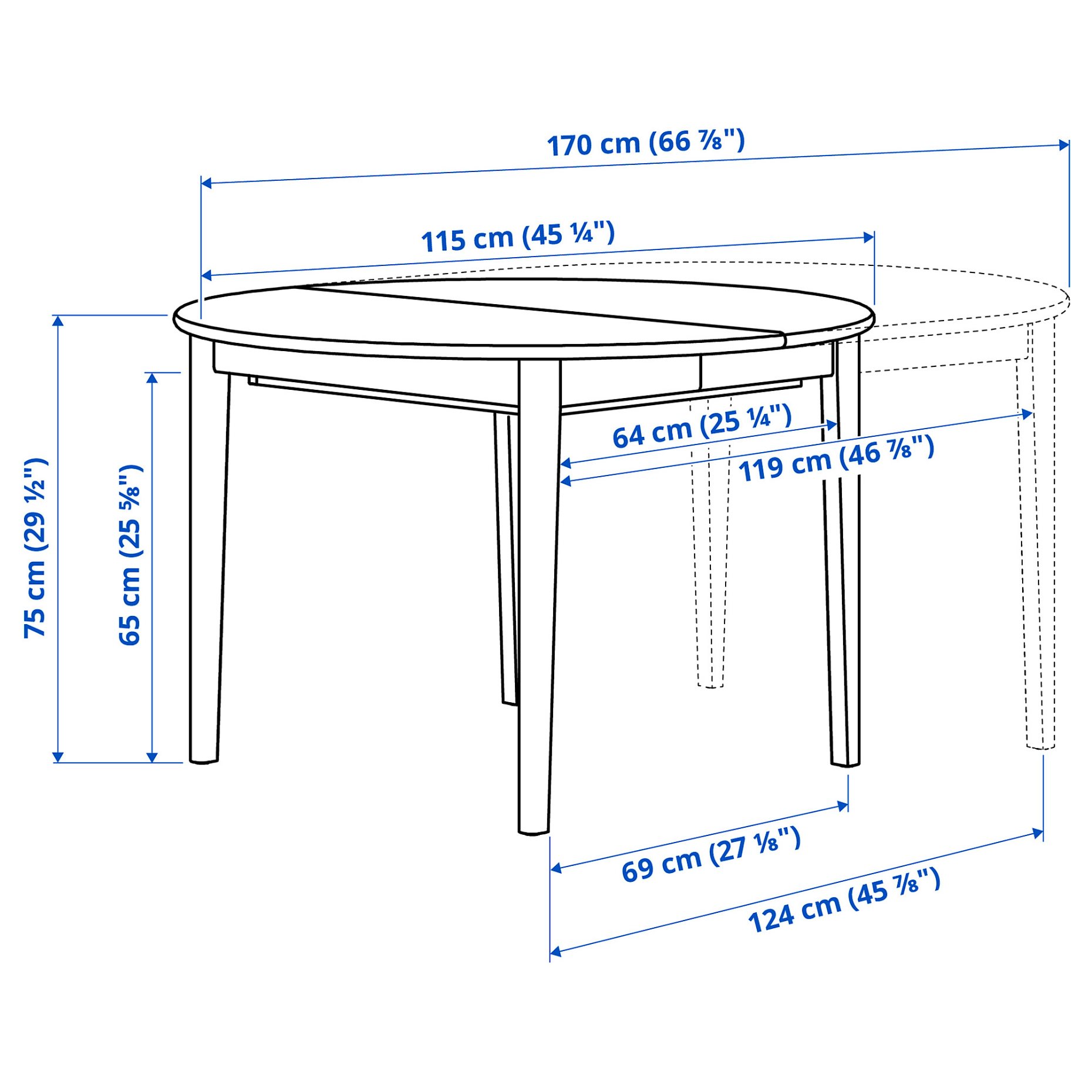 SKANSNAS/LUST, table and 4 chairs, 115/170 cm, 995.616.38