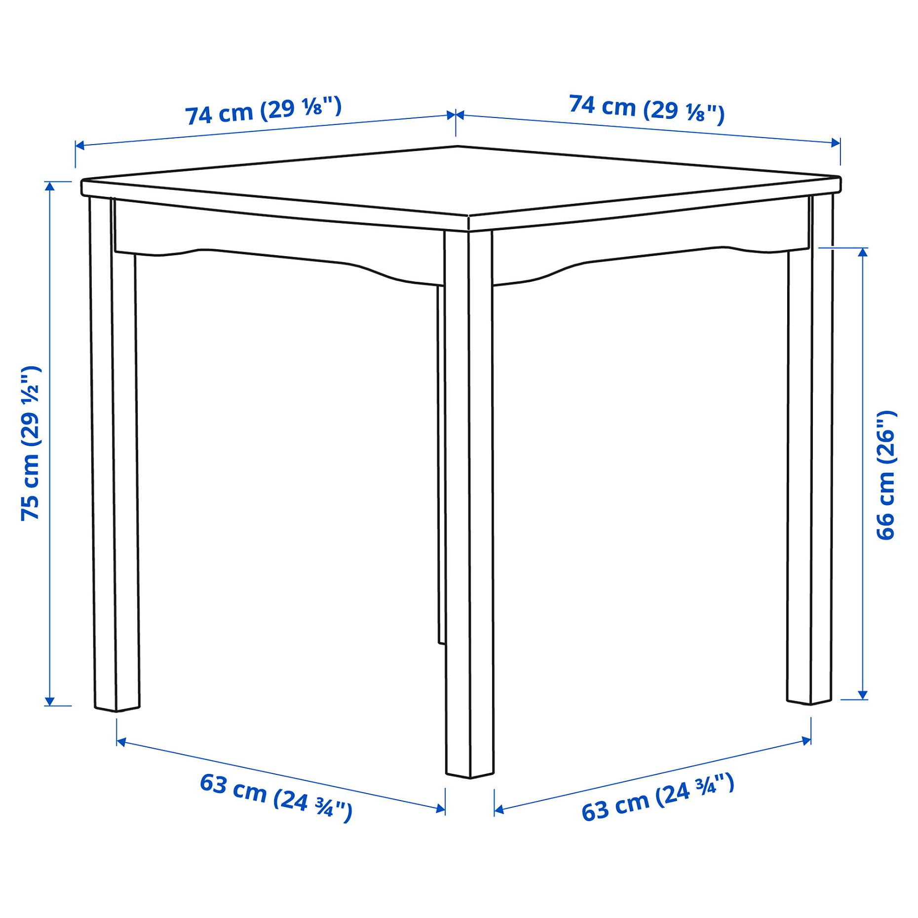 HAUGA/HAUGA, table and 2 chairs, 74x74 cm, 995.748.53