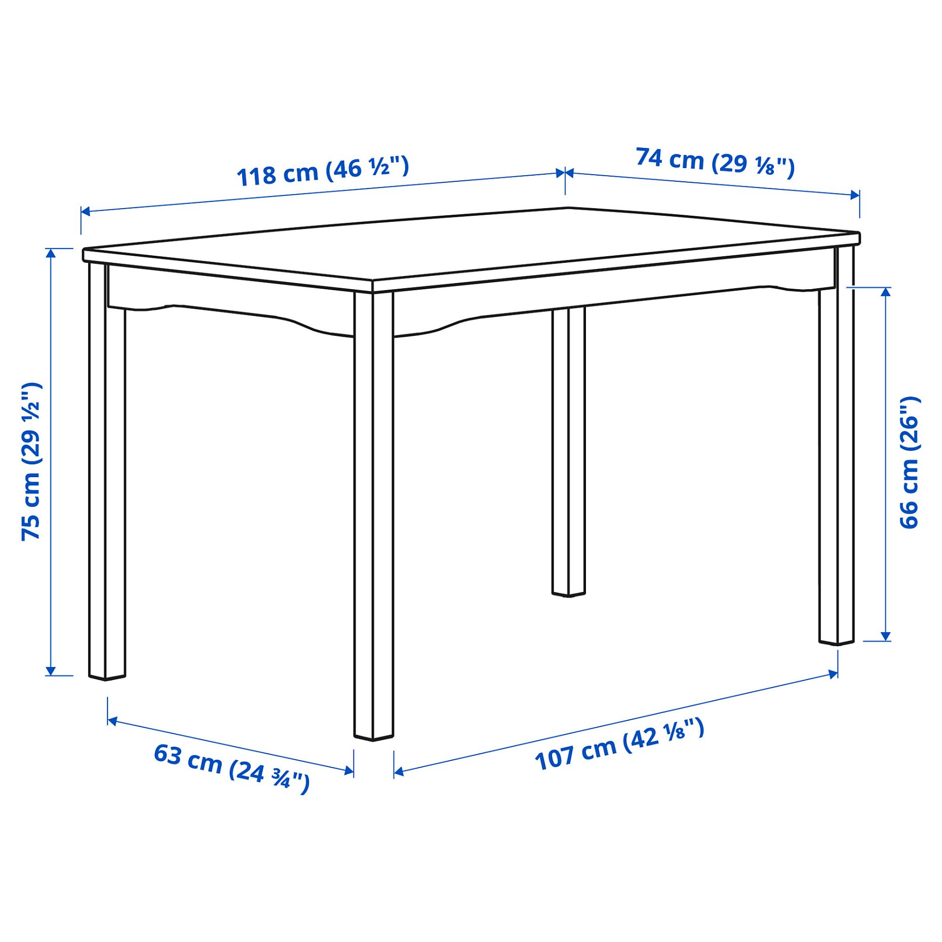 HAUGA/STEFAN, table and 4 chairs, 118x74 cm, 995.749.14
