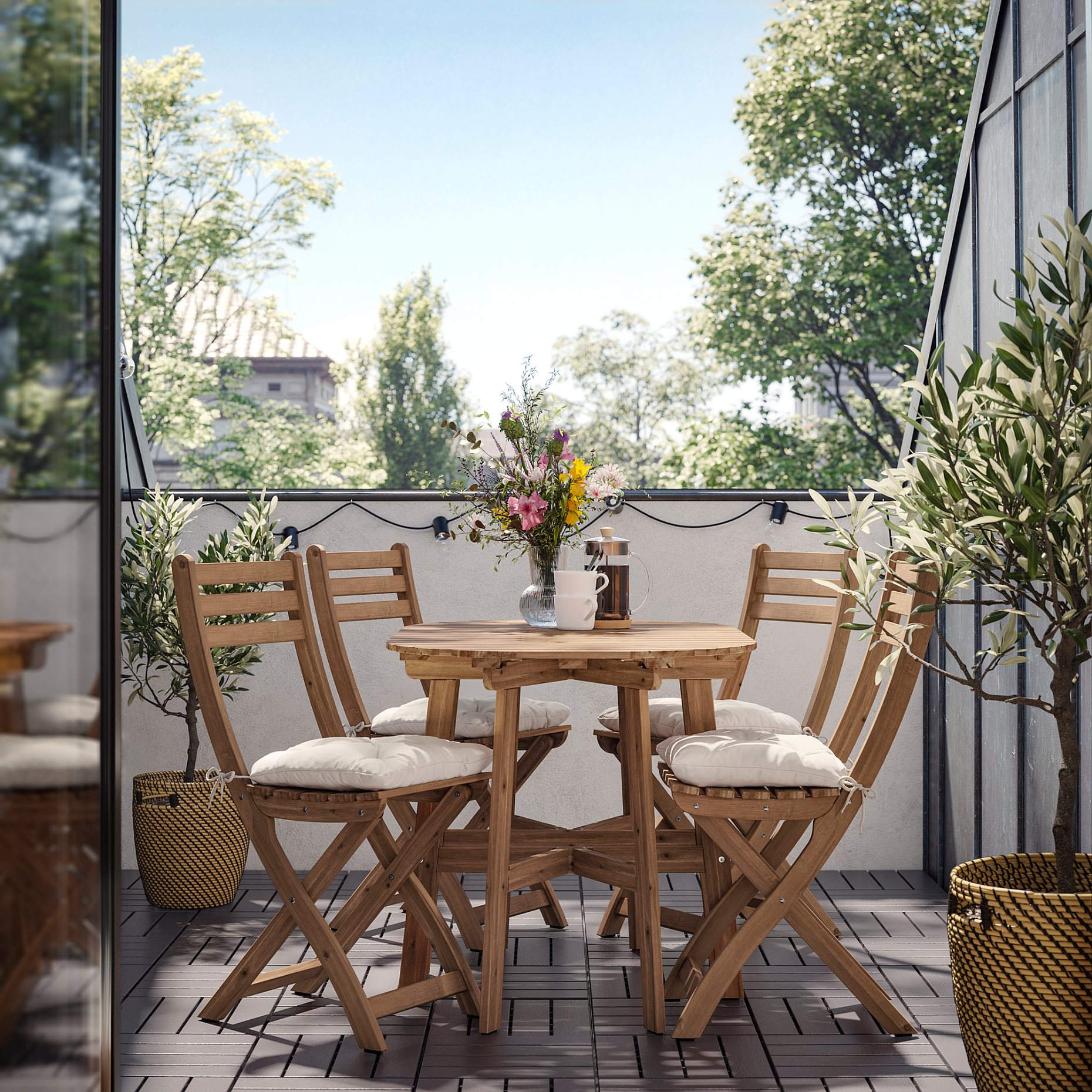 ASKHOLMEN, πτυσόμμενο τραπέζι με 4 καρέκλες, εξωτερικού χώρου, 995.782.38