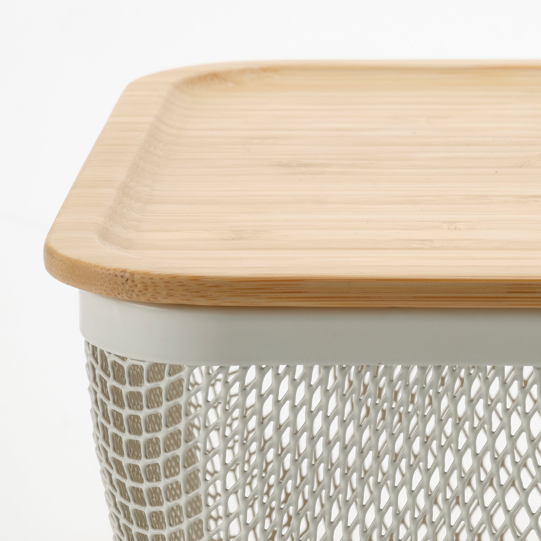 IKEA 365+, rectangular metal food storage basket with lid, 32x21x13 cm, 995.814.91