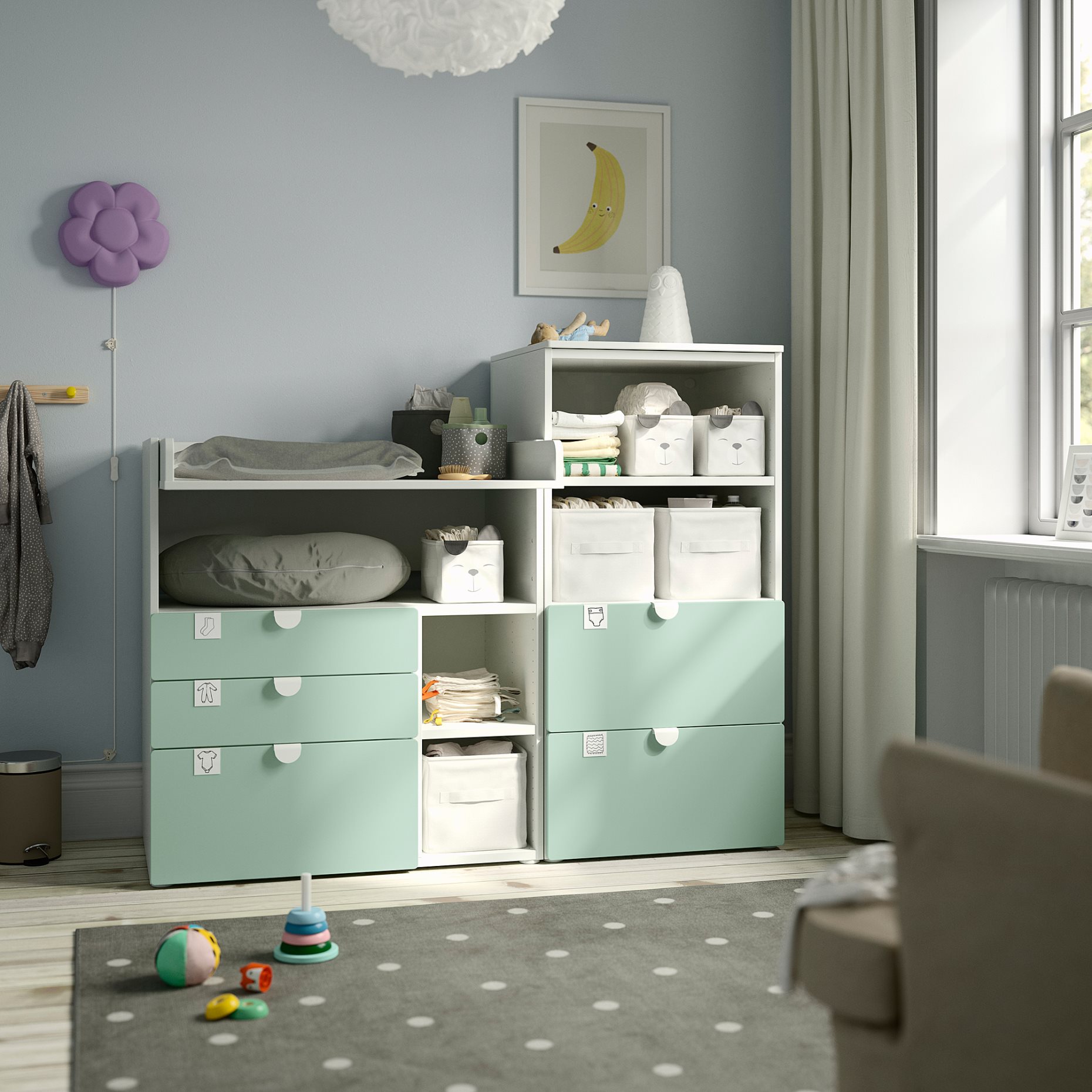 SMASTAD/PLATSA, changing table with bookcase, 150x79x123 cm, 995.832.30