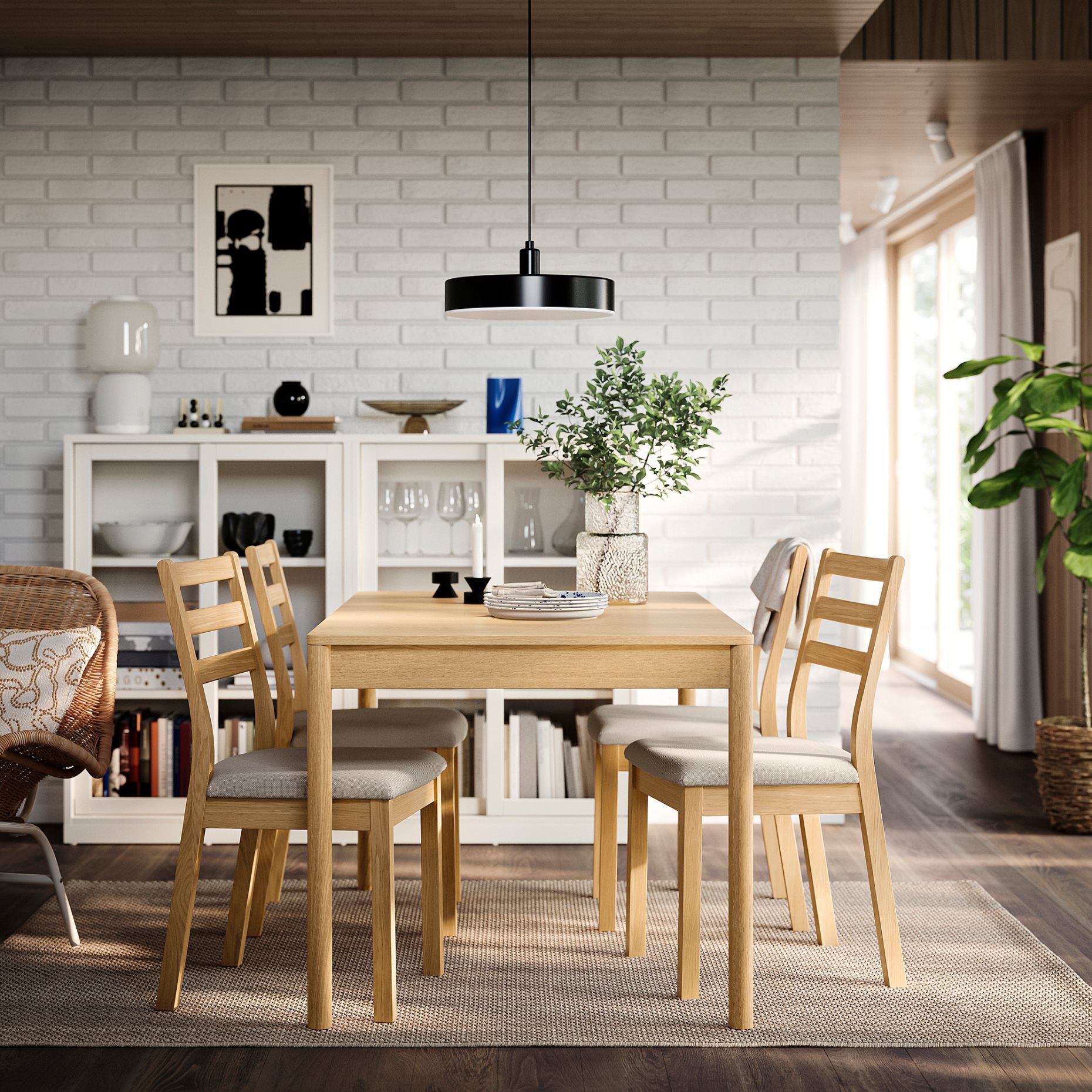 TONSTAD/TONSTAD, table and 4 chairs, 140/196x85 cm, 995.967.13