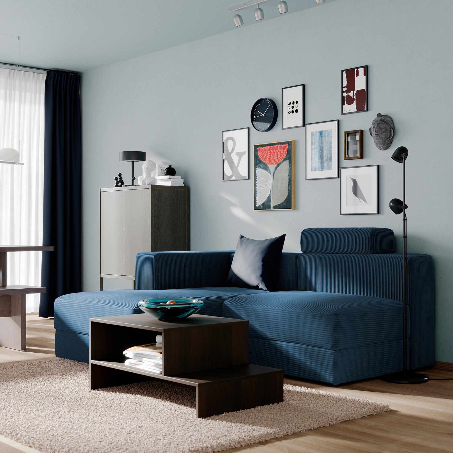 JÄTTEBO, 2,5-seat modular sofa with chaise longue/left with headrest, 996.076.36