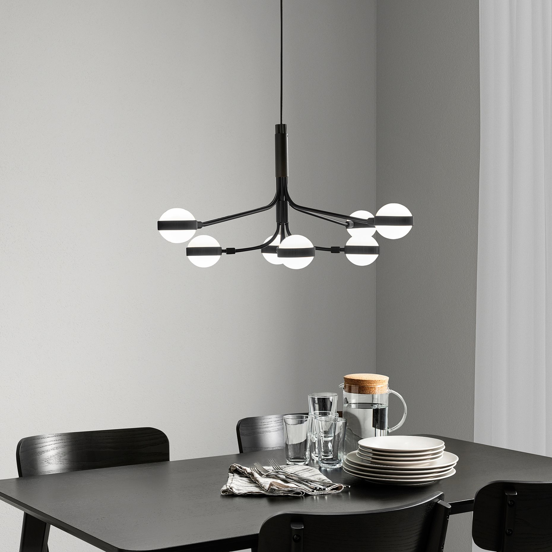 STORSLINGA, chandelier with built-in LED light source, 8-armed, 004.876.09