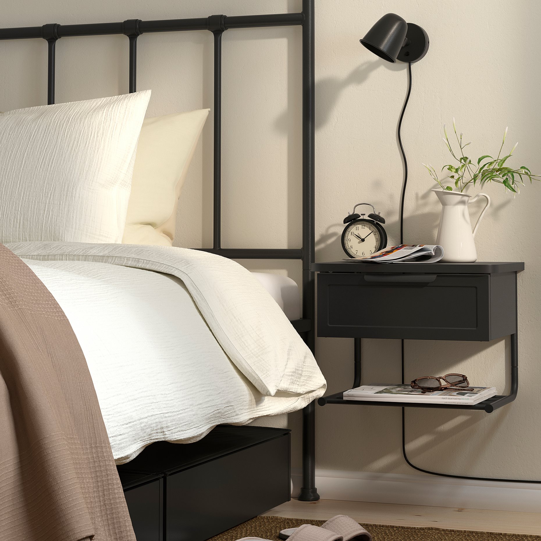 GRÅFJÄLLET, wall-mounted bedside table, 42x29x31 cm, 006.031.14