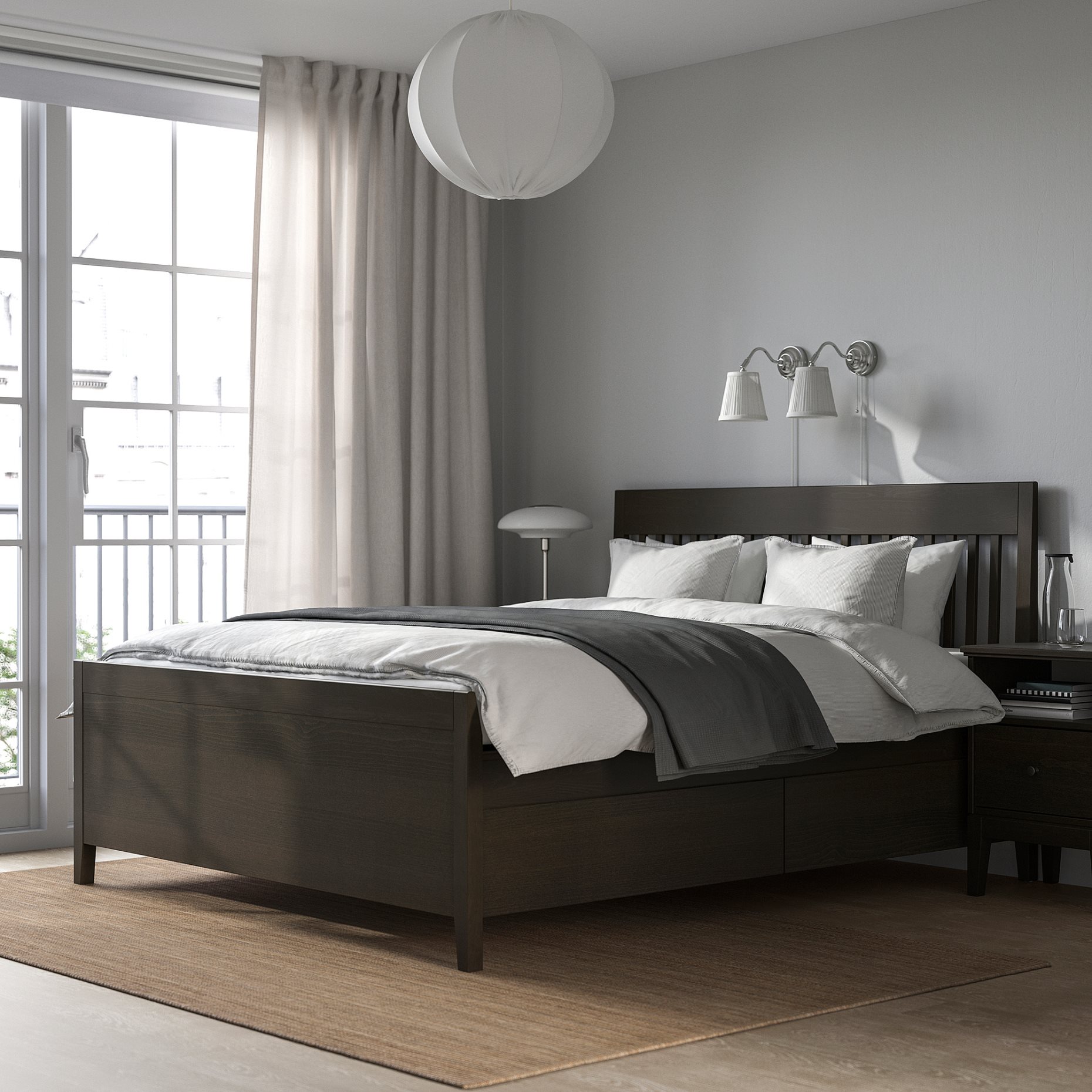 IDANÄS, bed frame with storage, 160x200 cm, 093.922.25