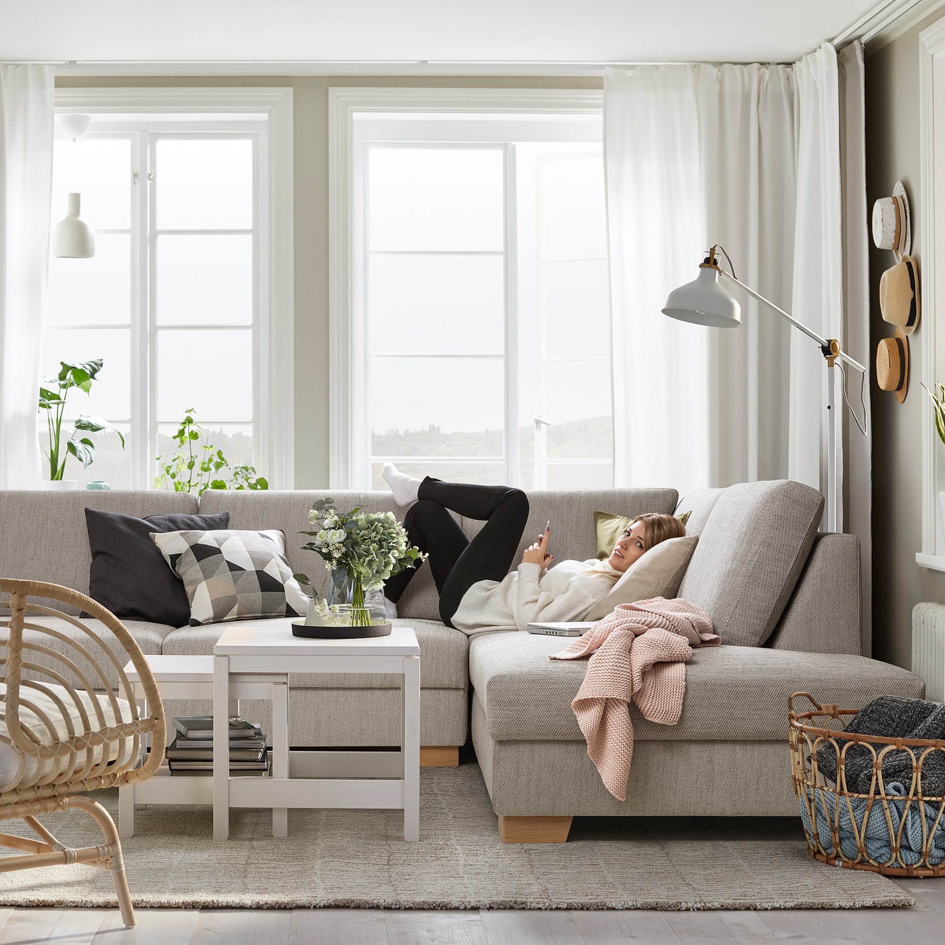 SÖRVALLEN, U-shaped sofa 5-seat with open ends, 094.194.18