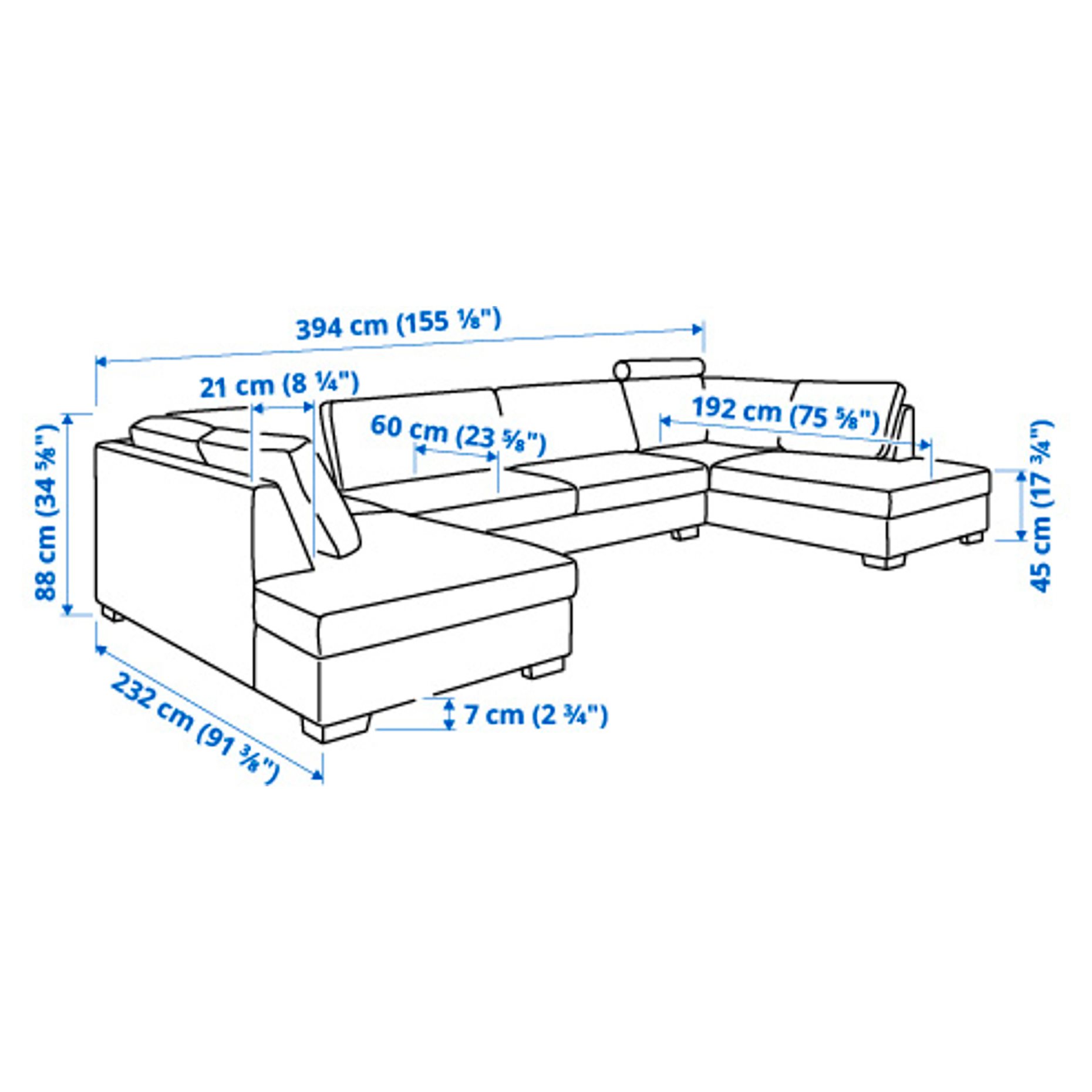 SÖRVALLEN, U-shaped sofa 5-seat with open ends, 094.194.18