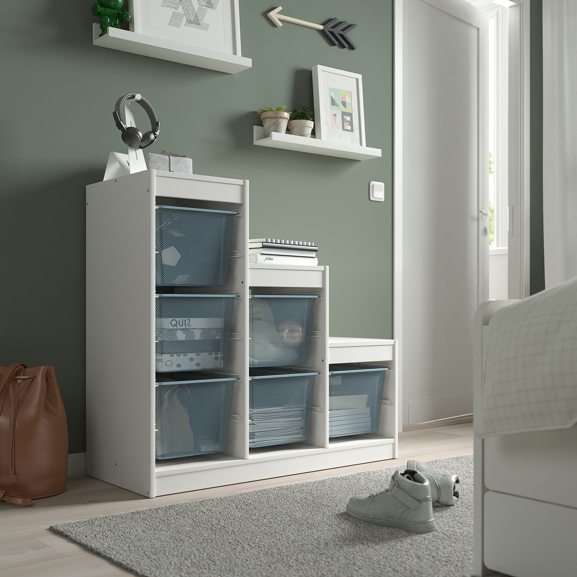 TROFAST, παιδικό έπιπλο αποθήκευσης με κουτιά, 99x44x94 cm, 094.808.68