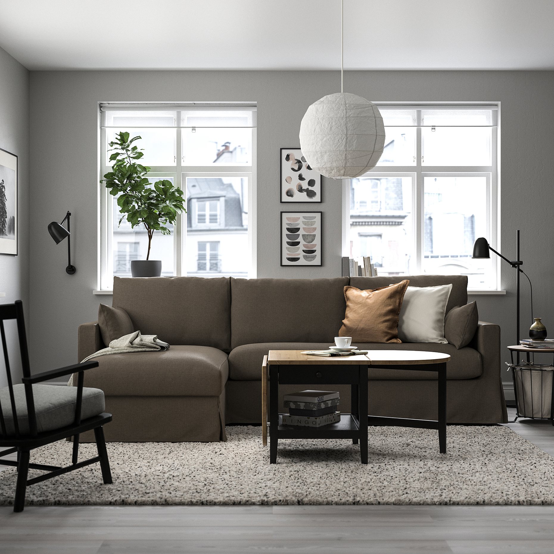 HYLTARP, 3-seat sofa with chaise longue, left, 094.896.80