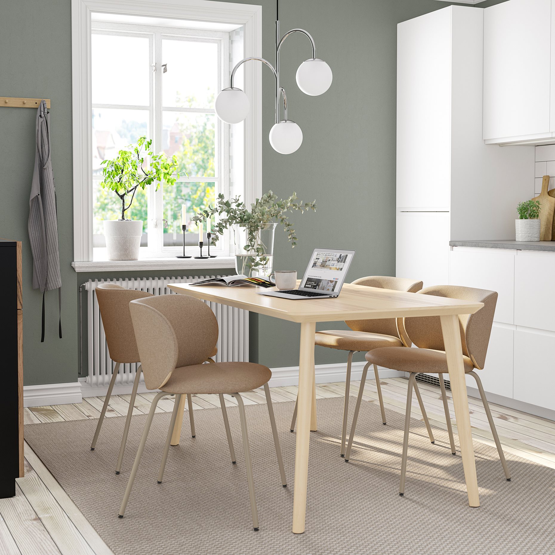 LISABO/KRYLBO, table and 4 chairs, 140 cm, 095.355.40